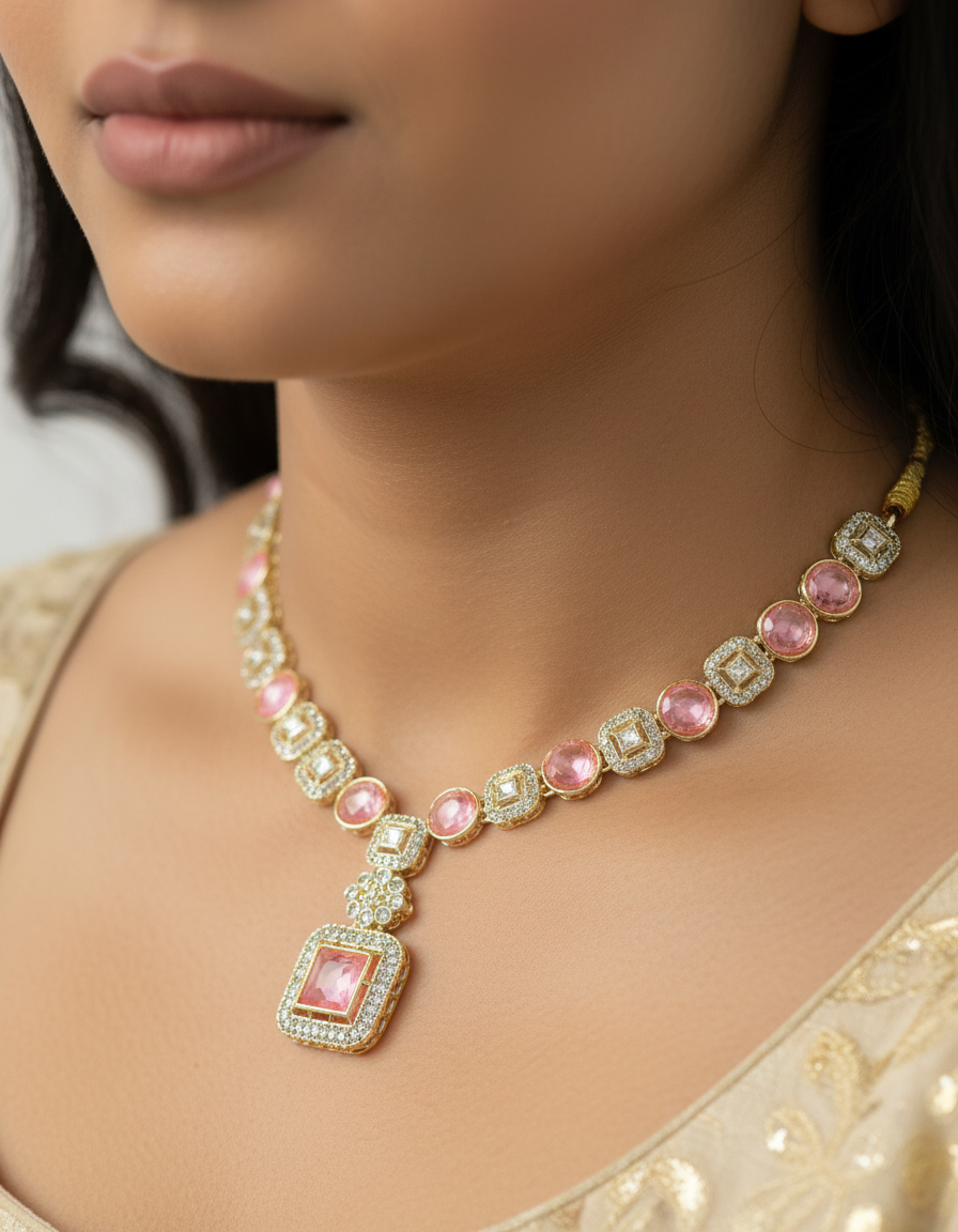 Blush Facet Necklace Set