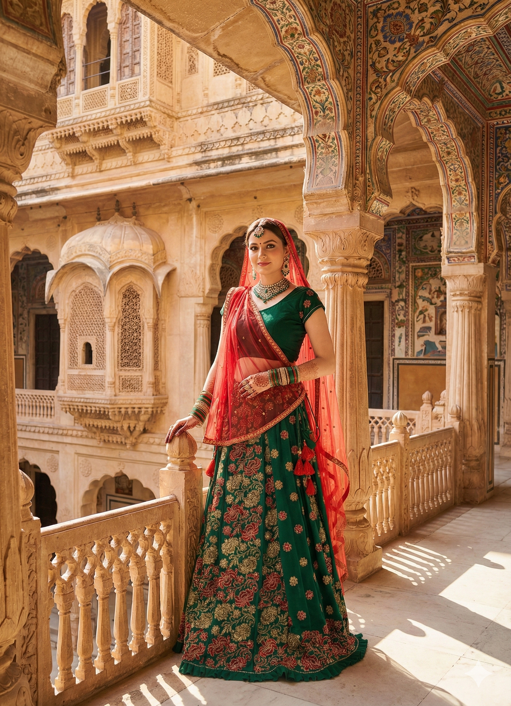 Traditional Floral Green Lehenga