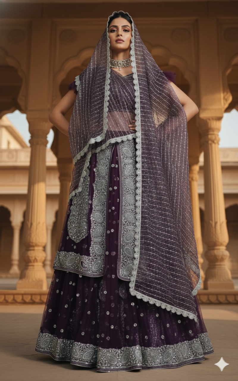 Jamun Shimmer Lehenga 💜