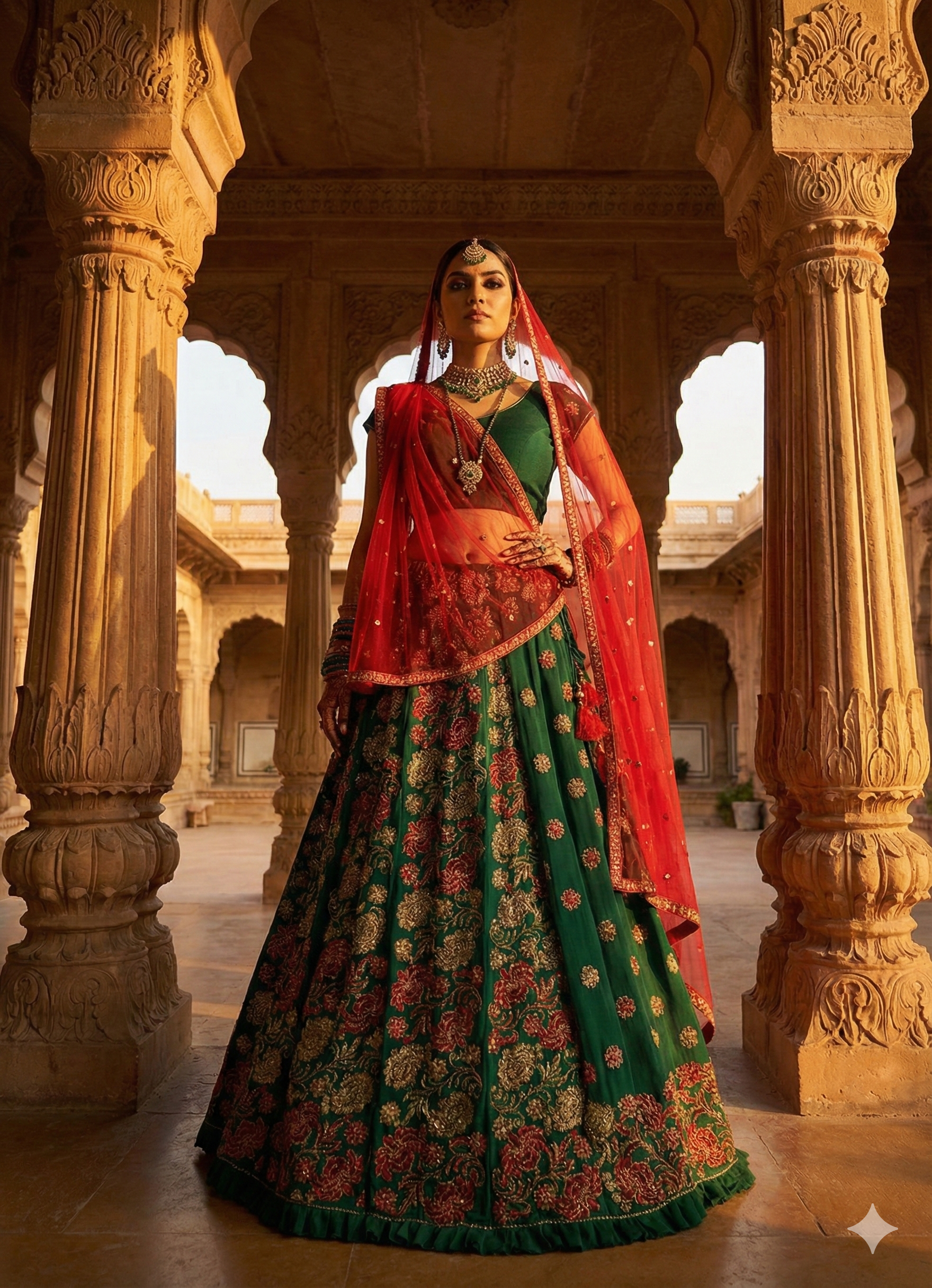 Traditional Floral Green Lehenga