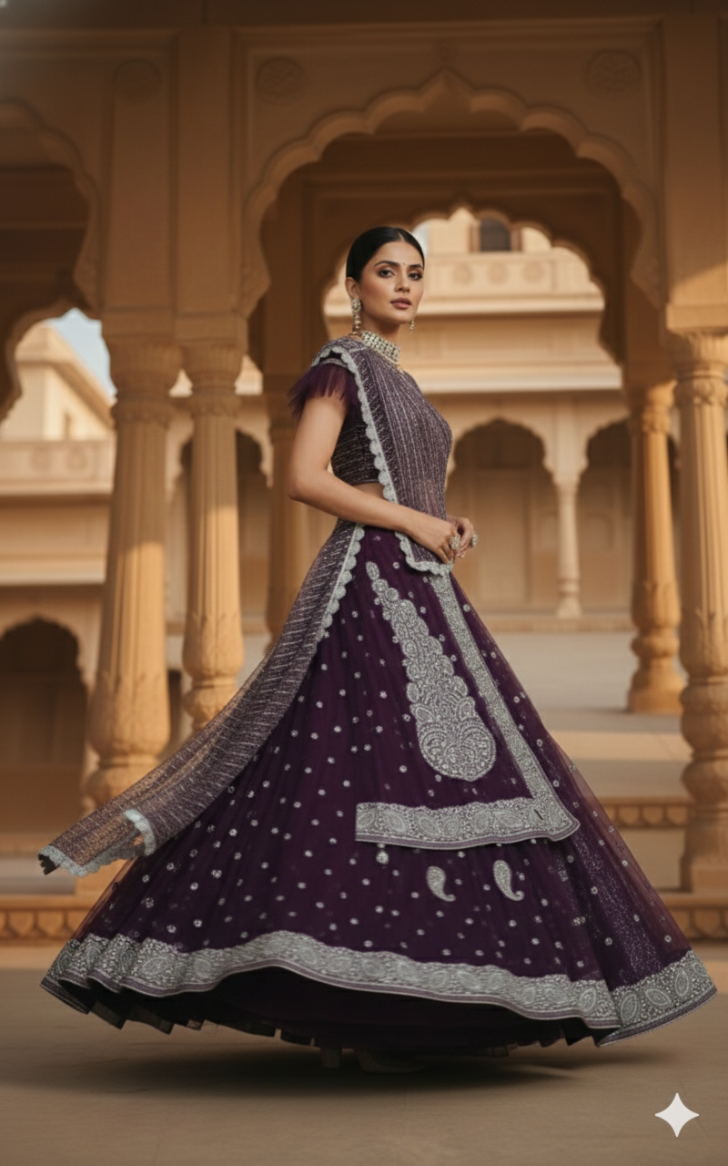 Jamun Shimmer Lehenga 💜