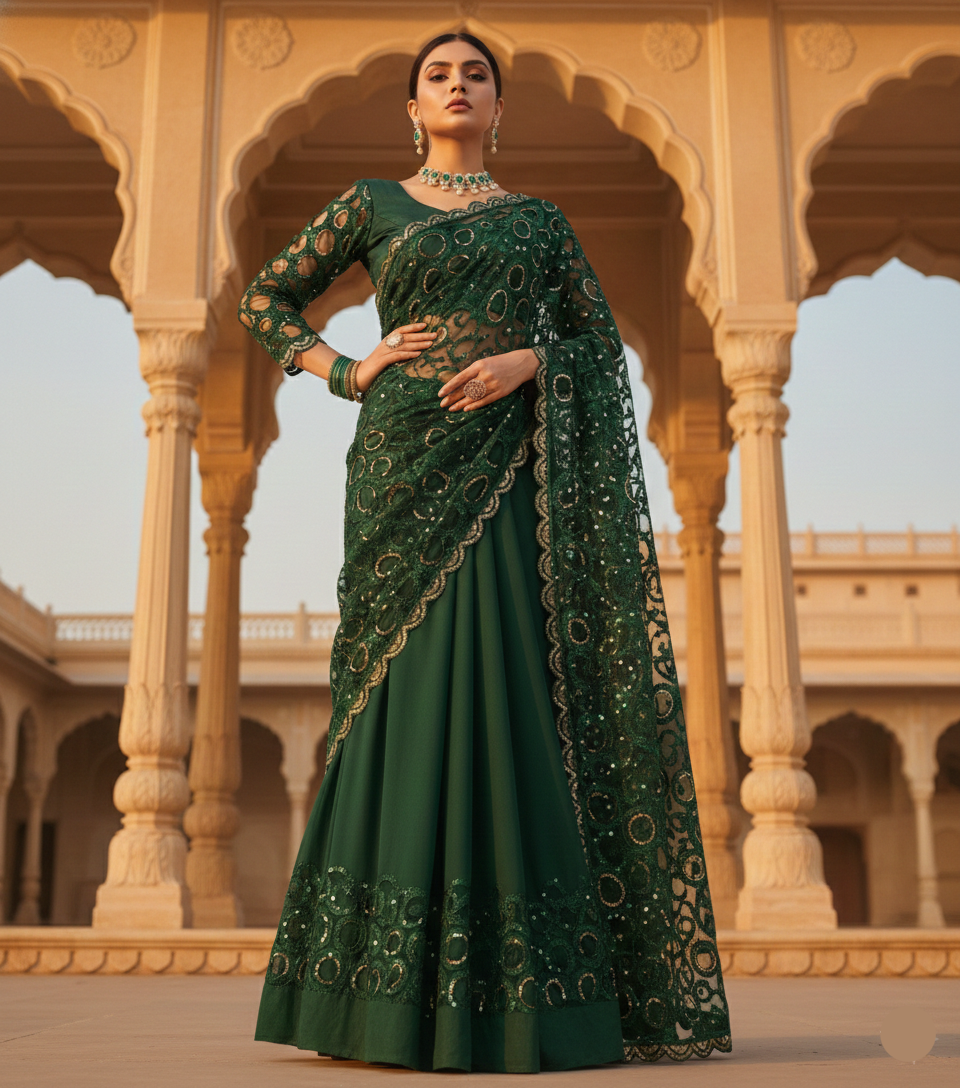 ✨ Royal Emerald Saree