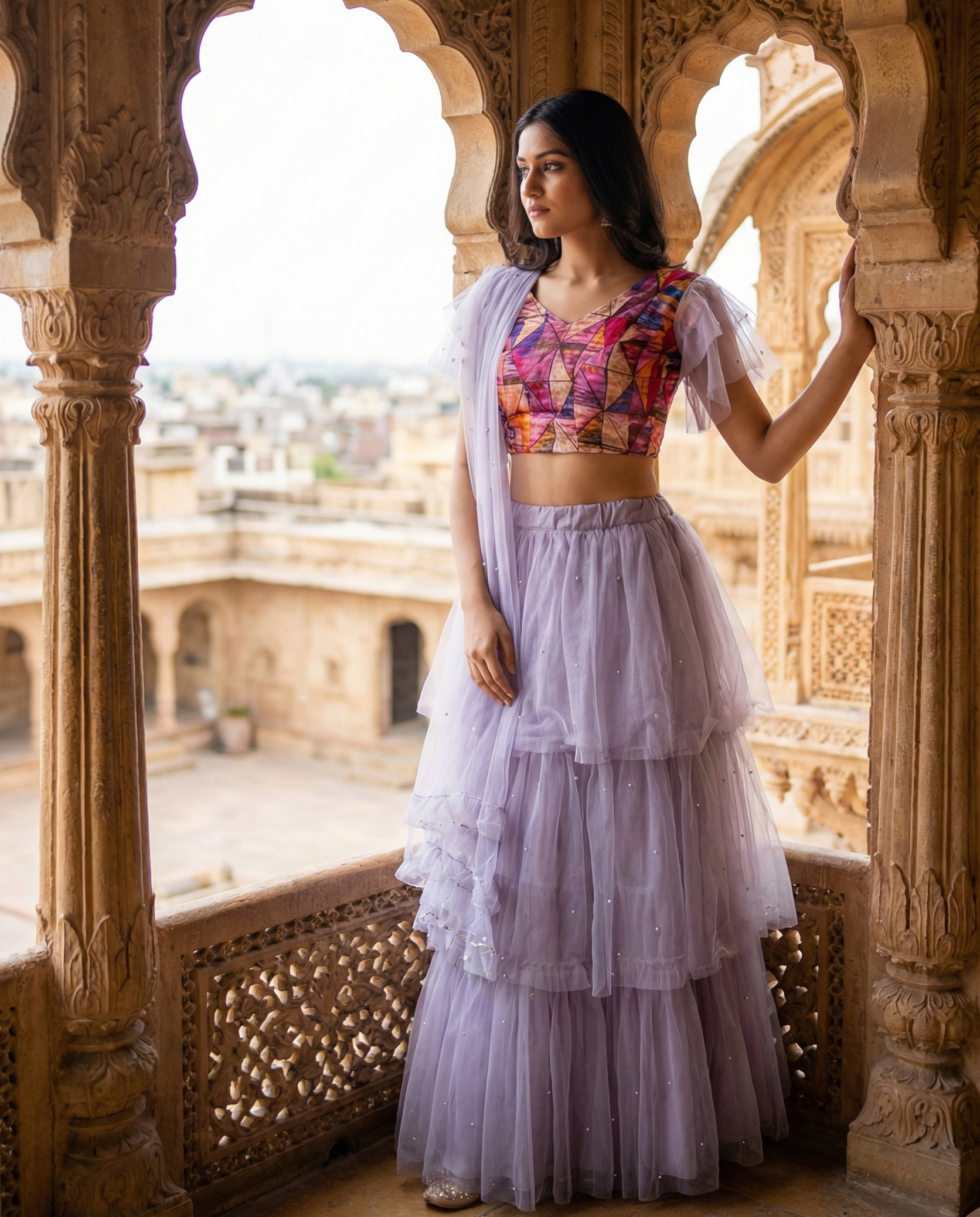 ✨ Lilac Dream Layered Lehenga