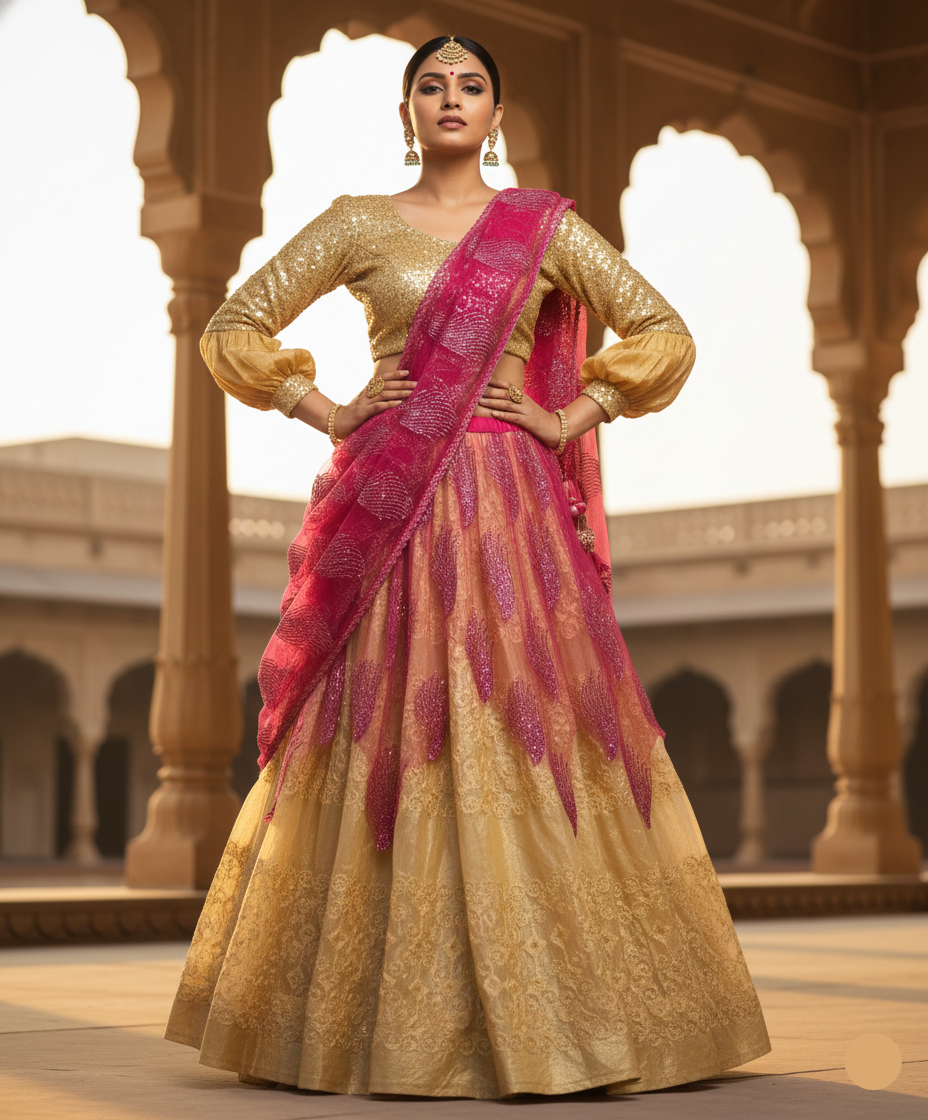 ✨ Golden Rani Lehenga