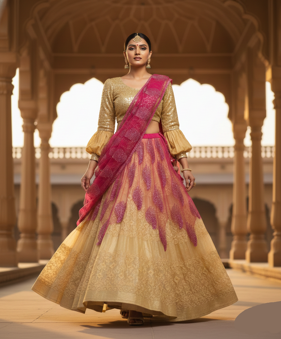 ✨ Golden Rani Lehenga