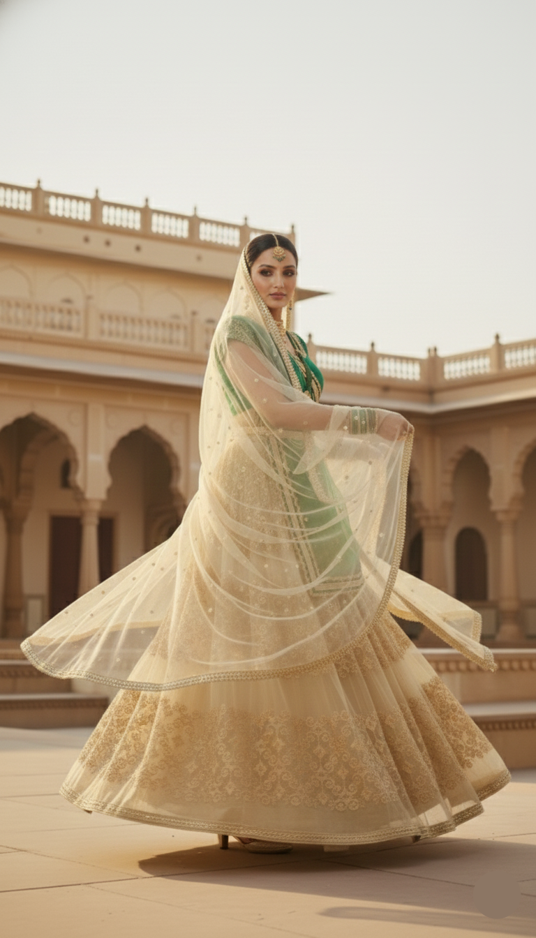 Golden Emerald Lehenga