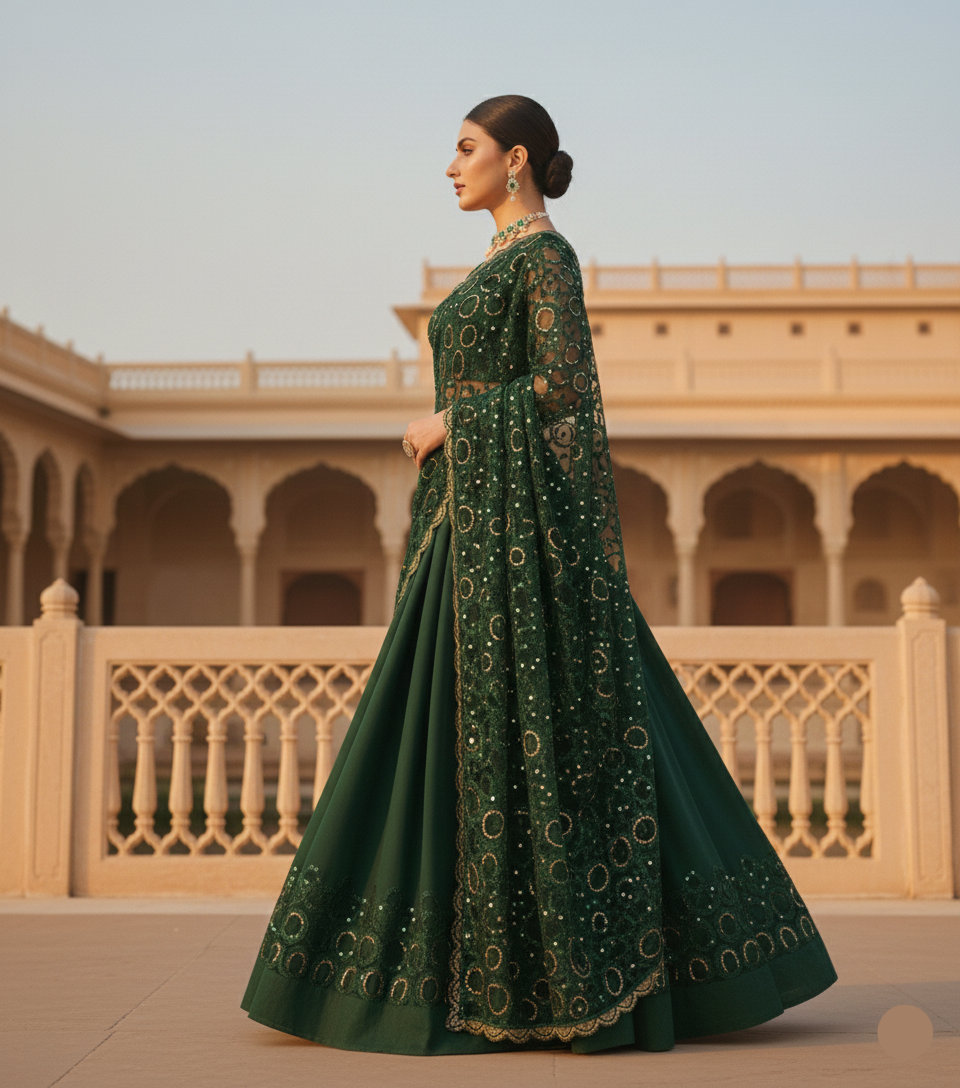 ✨ Royal Emerald Saree