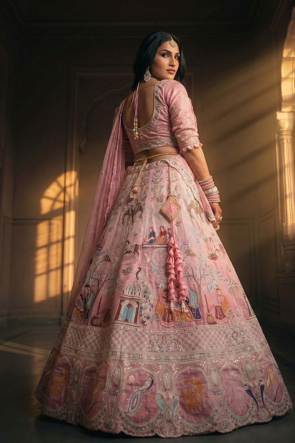 Pink Peacock Heritage Lehenga Set