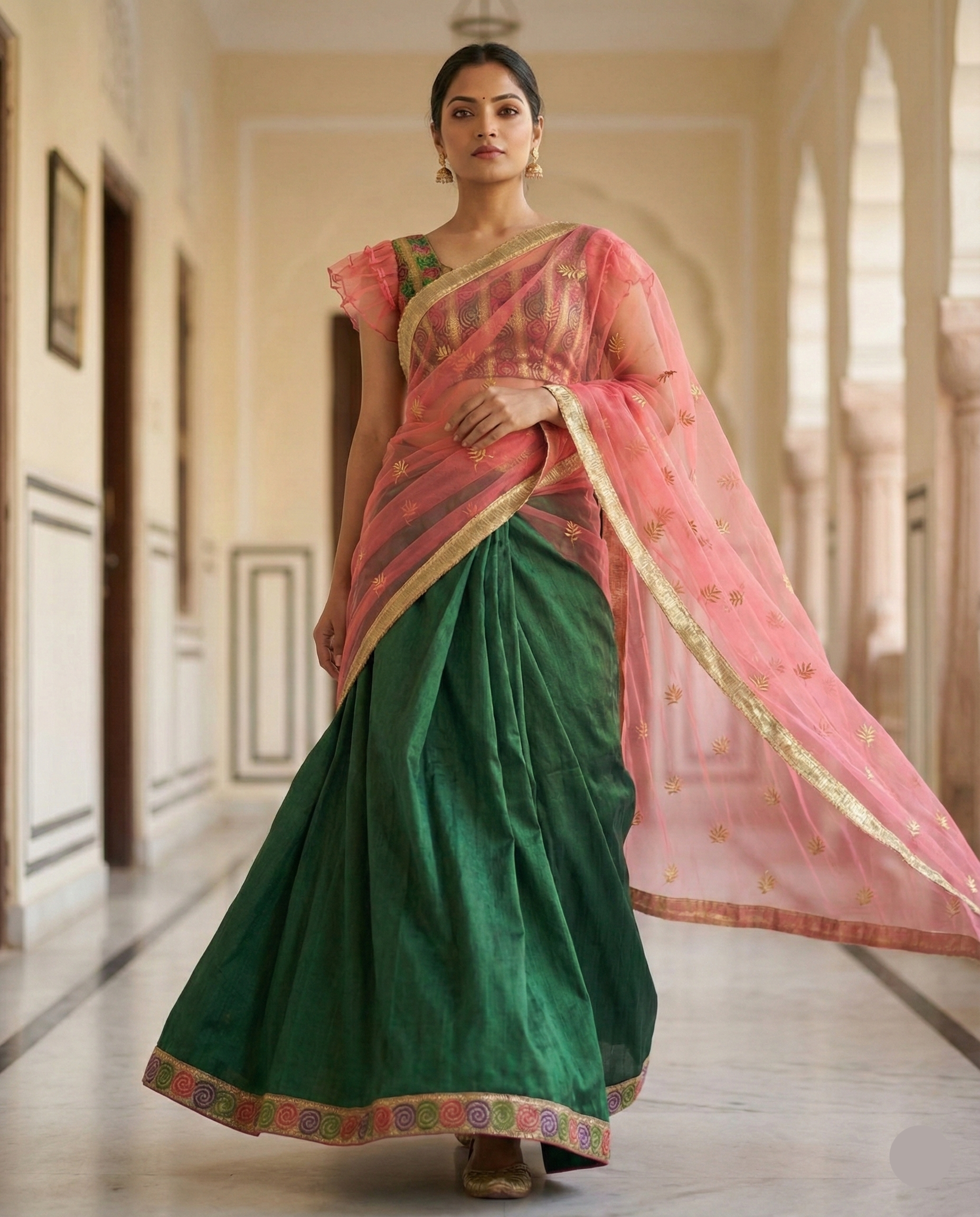Emerald Rani Lehenga Saree