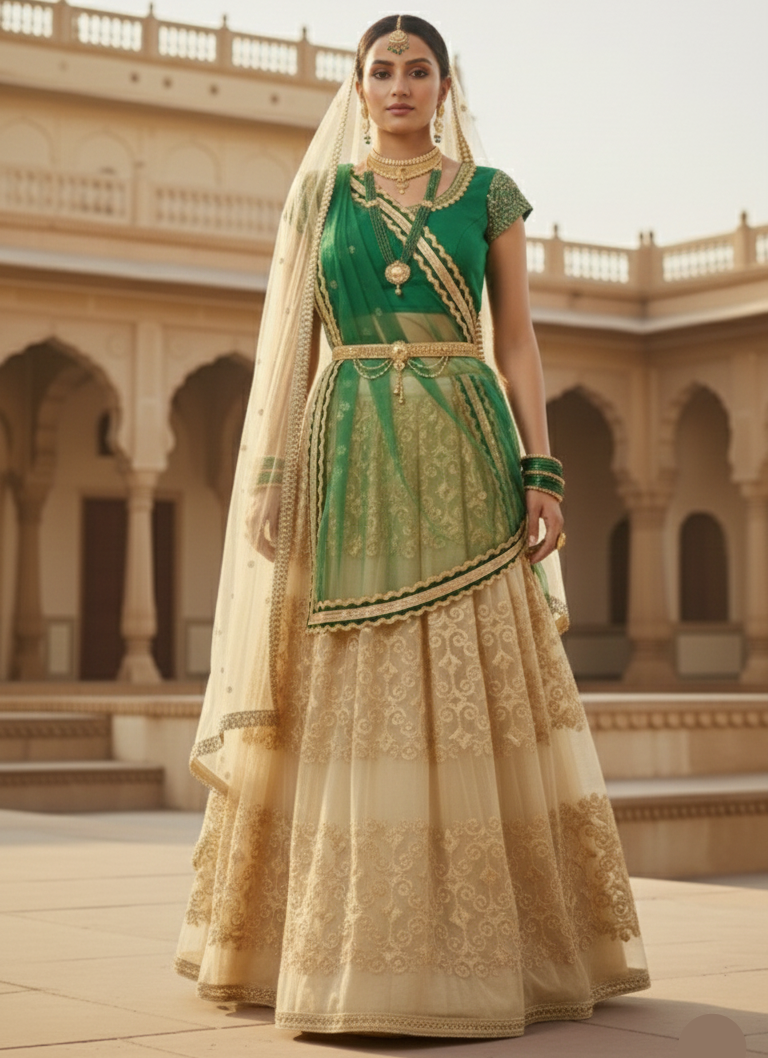 Golden Emerald Lehenga