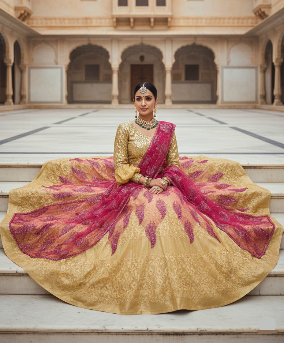 ✨ Golden Rani Lehenga