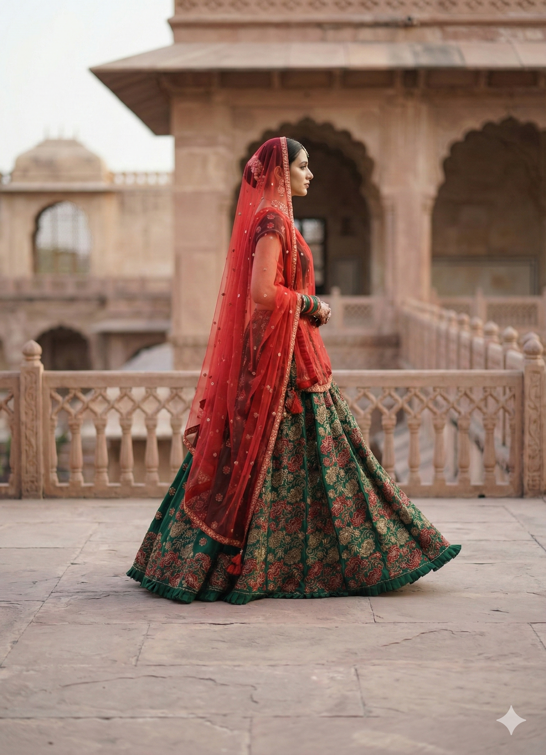 Traditional Floral Green Lehenga