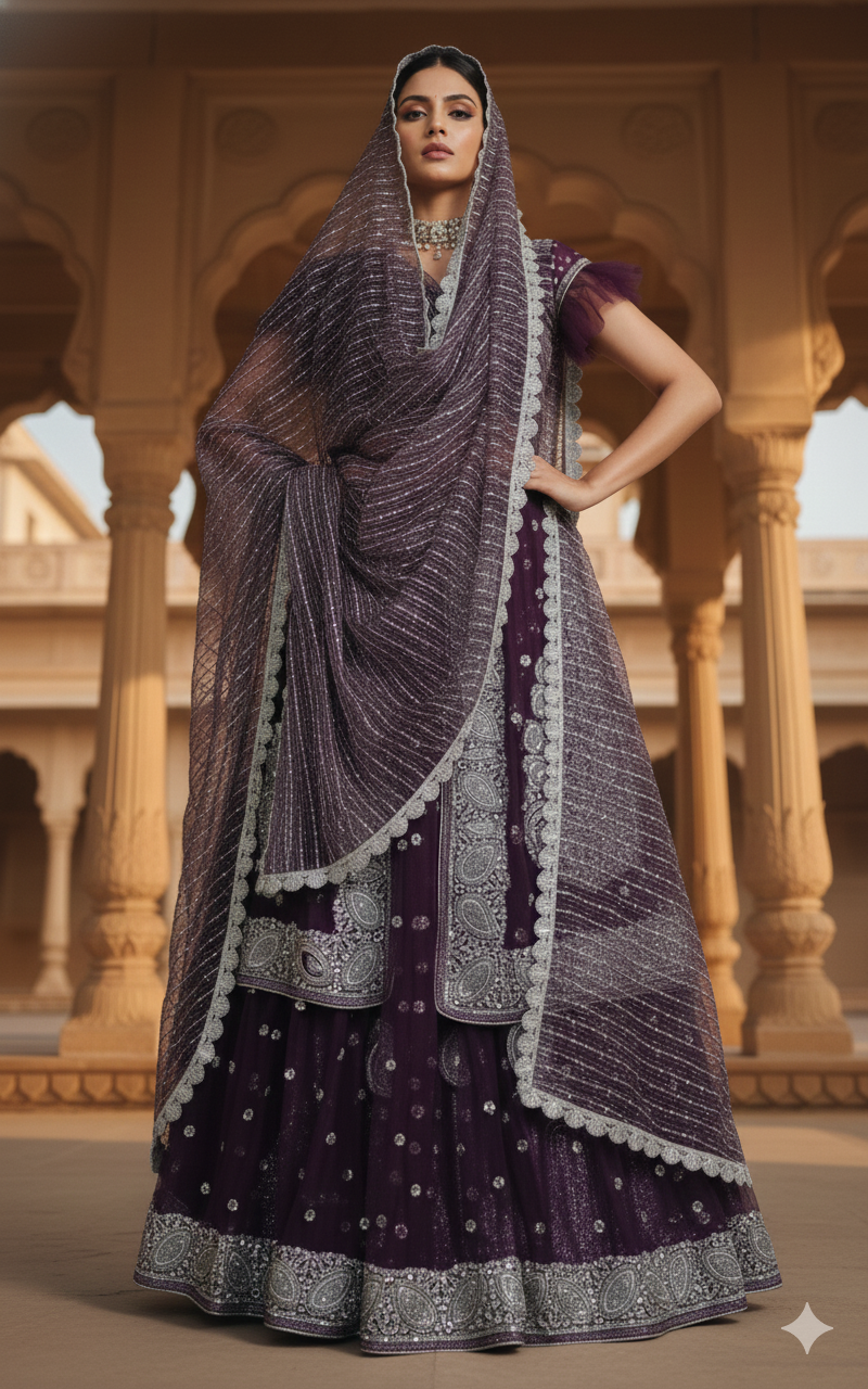 Jamun Shimmer Lehenga 💜