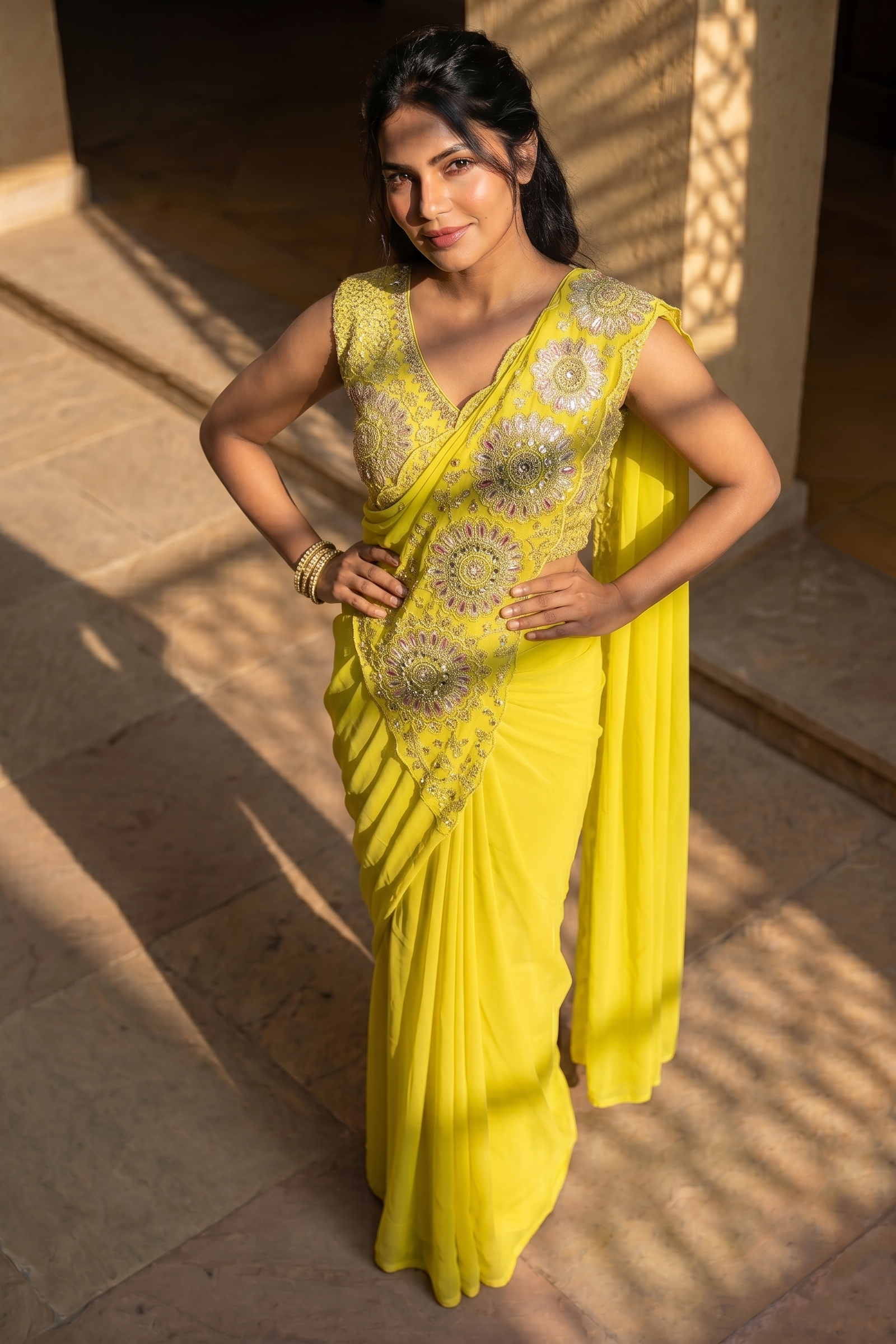 Sunlit Bloom Ready-to-Wear Saree