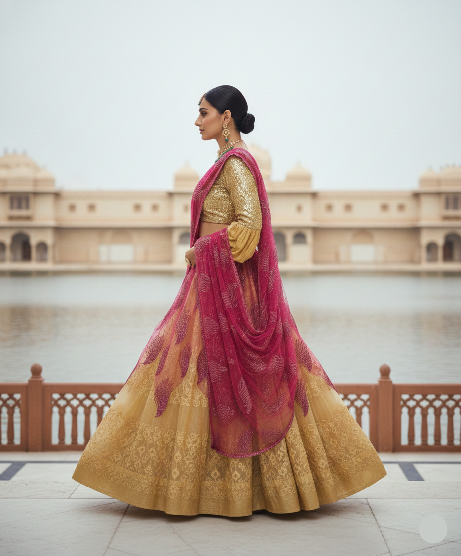 ✨ Golden Rani Lehenga