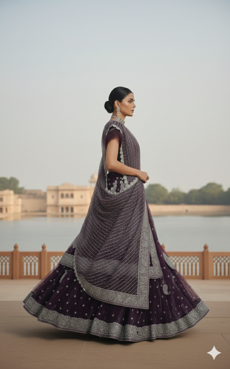 Jamun Shimmer Lehenga 💜