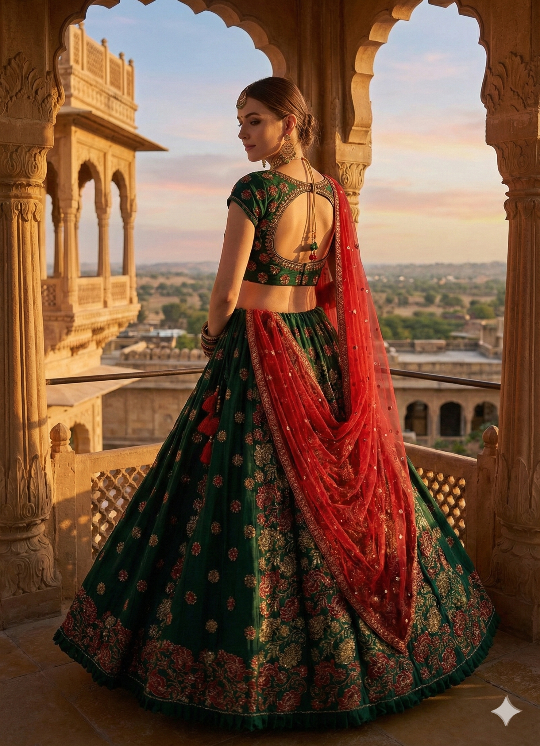 Traditional Floral Green Lehenga
