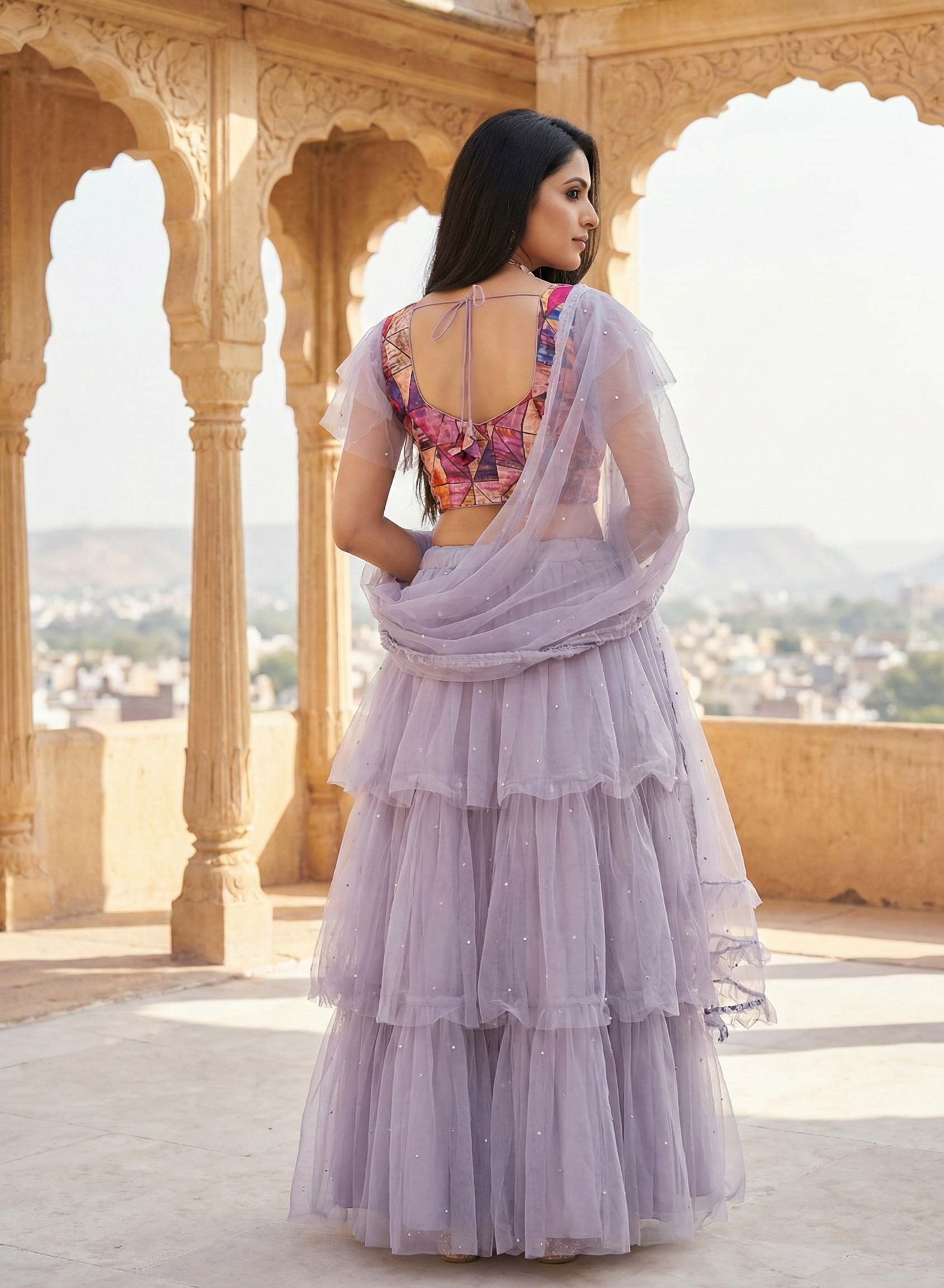 ✨ Lilac Dream Layered Lehenga