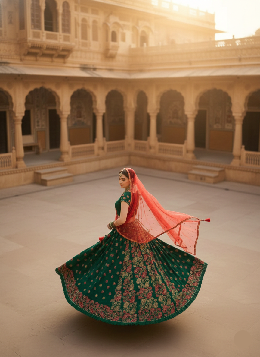 Traditional Floral Green Lehenga