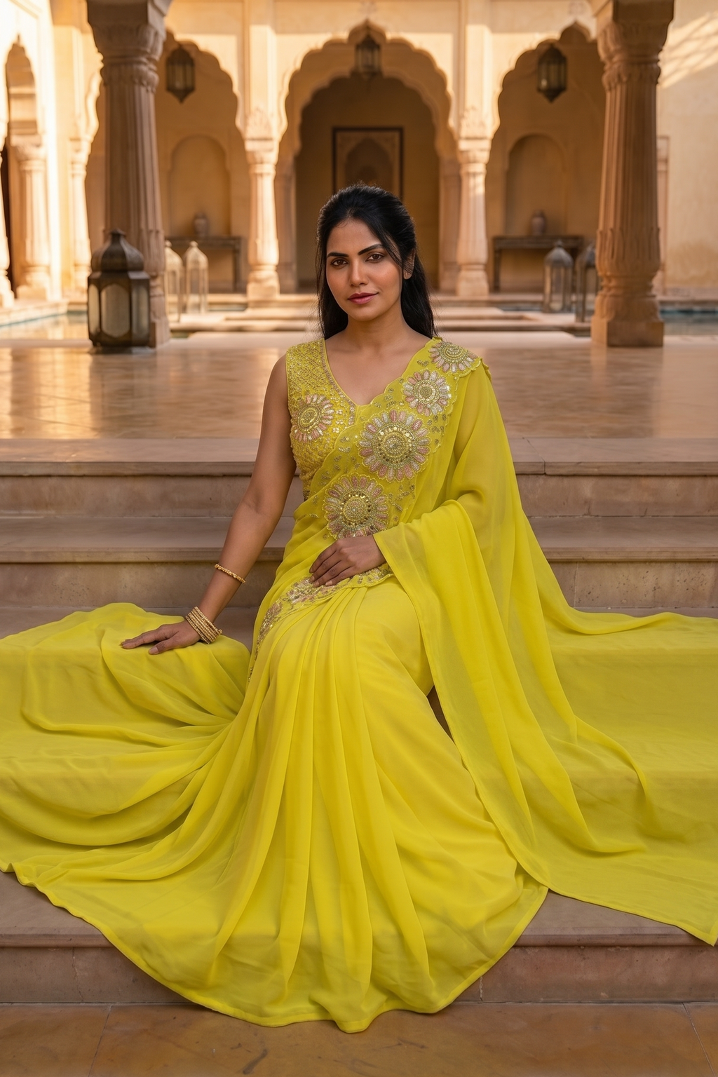 Sunlit Bloom Ready-to-Wear Saree