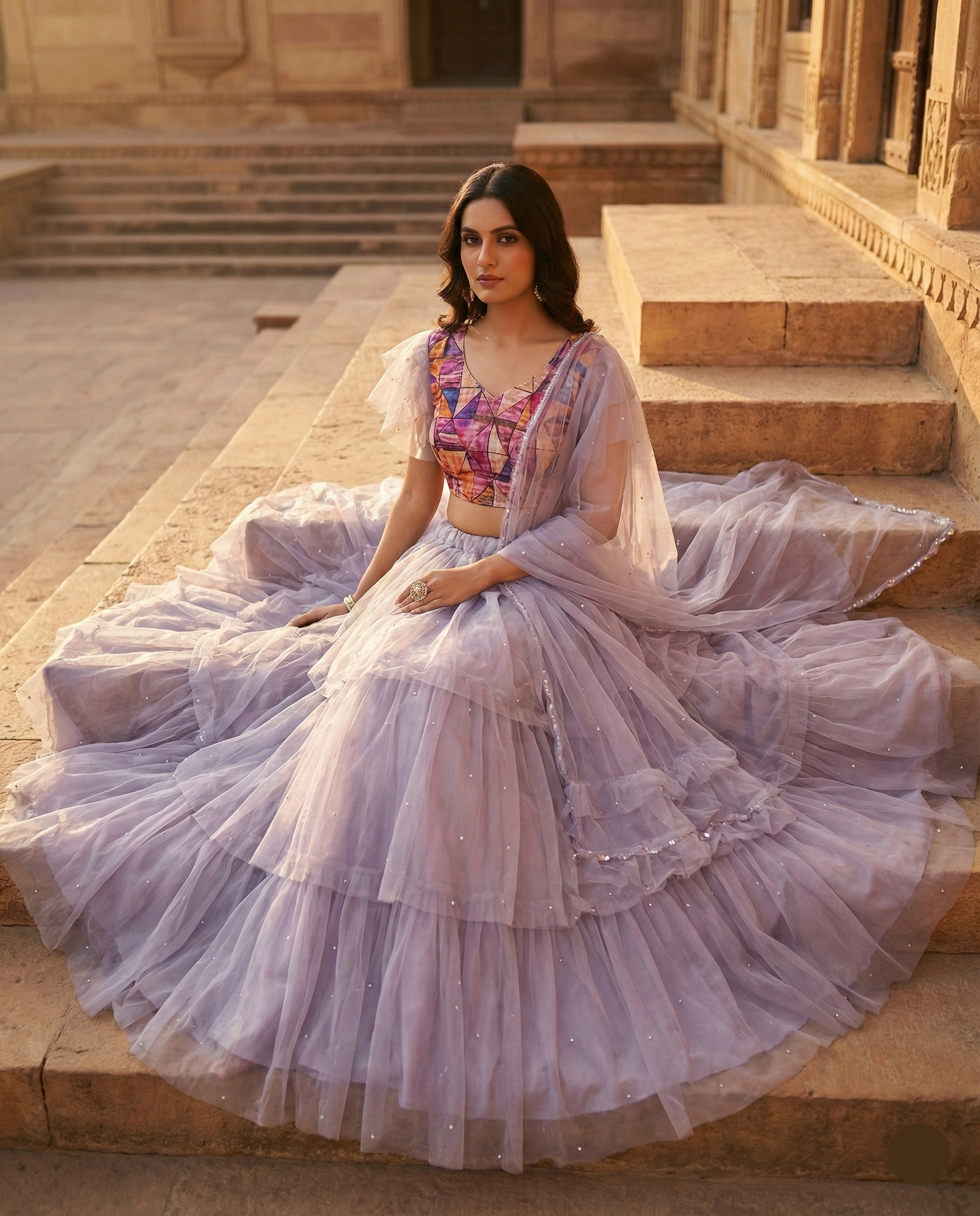 ✨ Lilac Dream Layered Lehenga