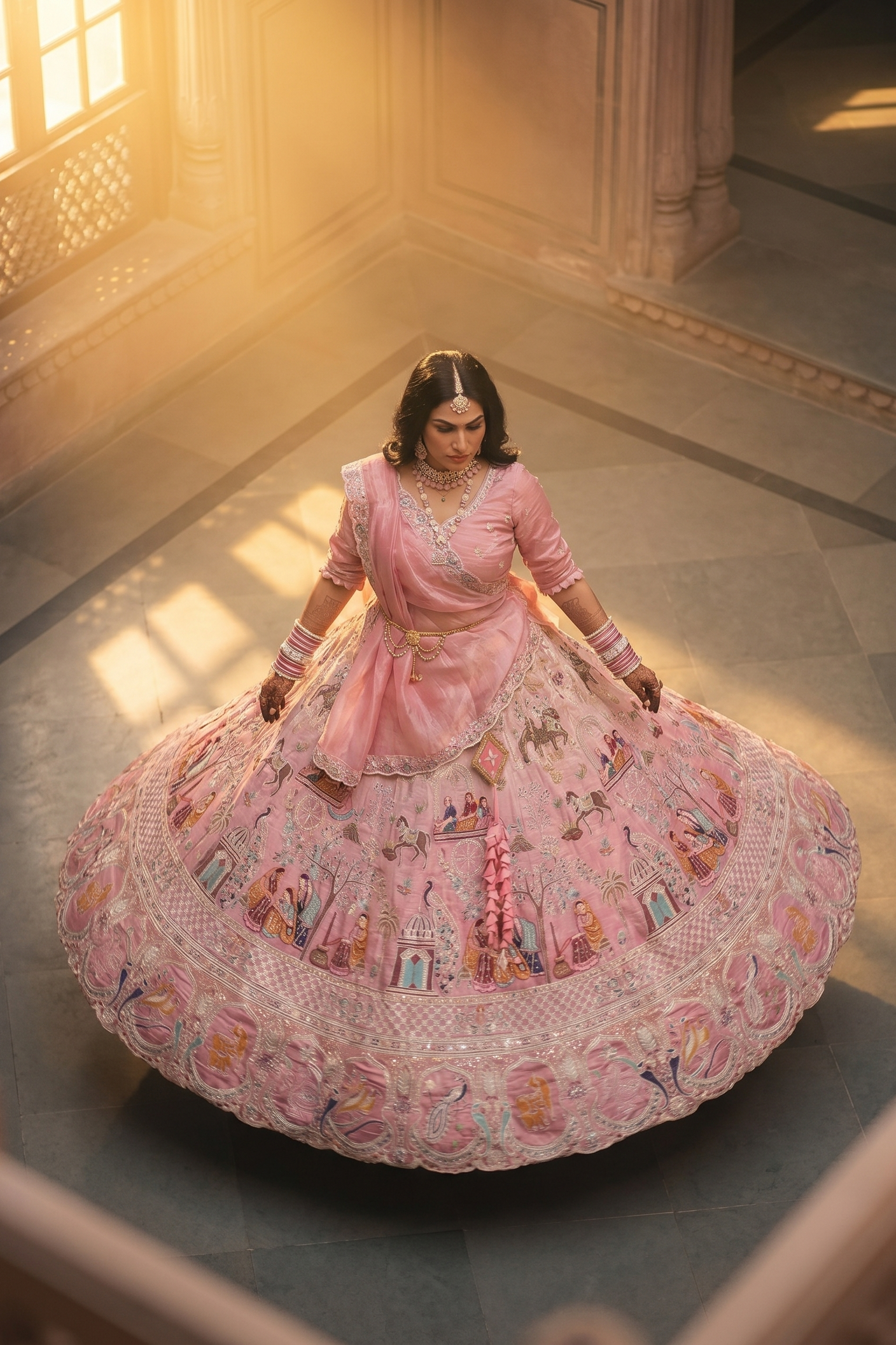 Pink Peacock Heritage Lehenga Set