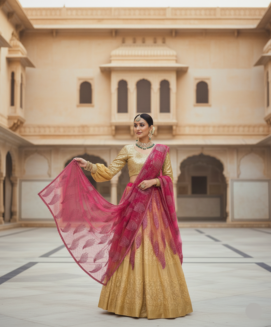 ✨ Golden Rani Lehenga