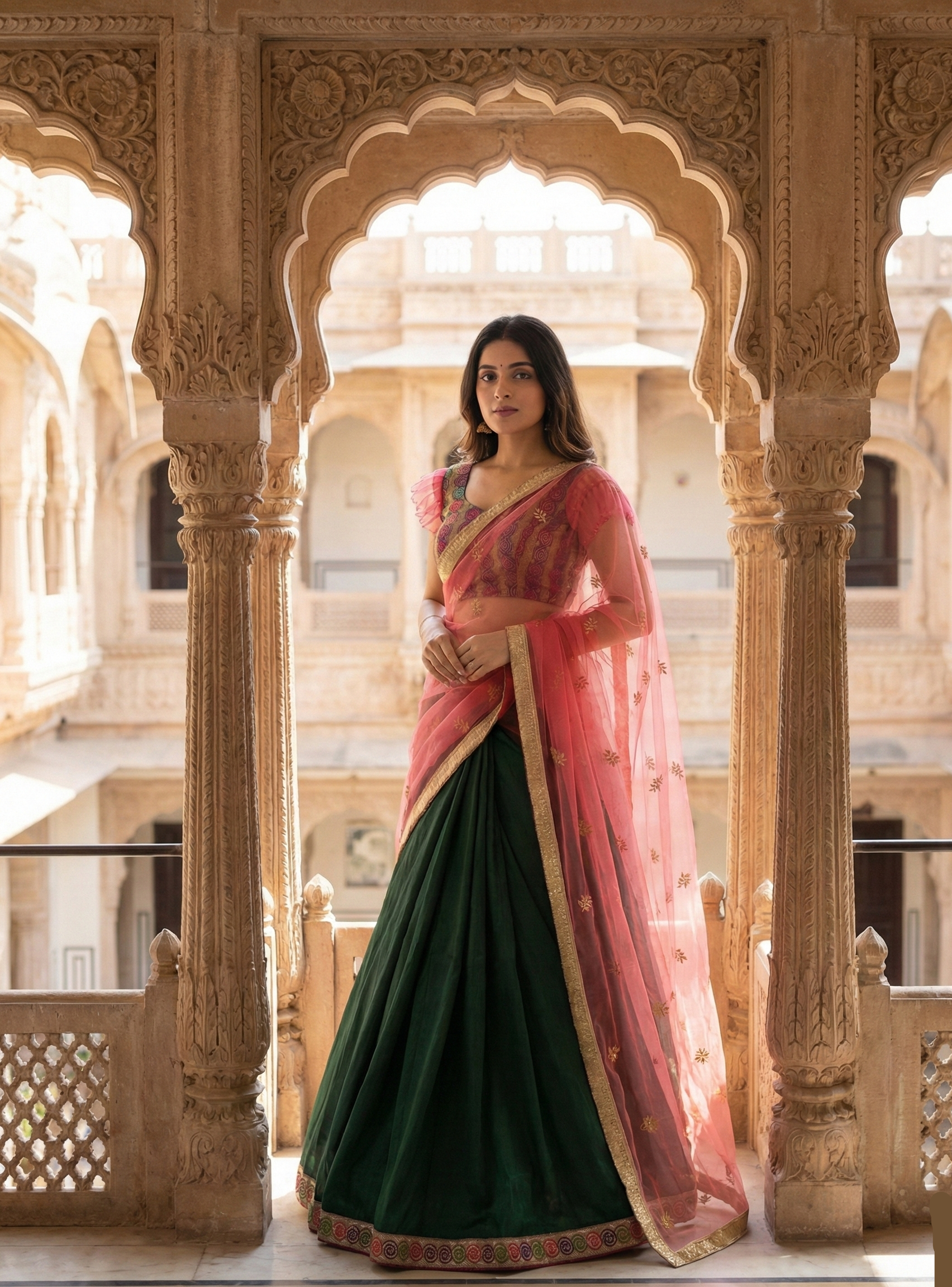 Emerald Rani Lehenga Saree