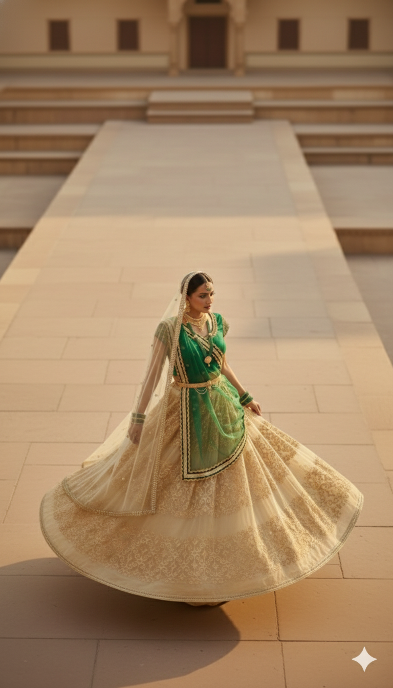 Golden Emerald Lehenga ✨
