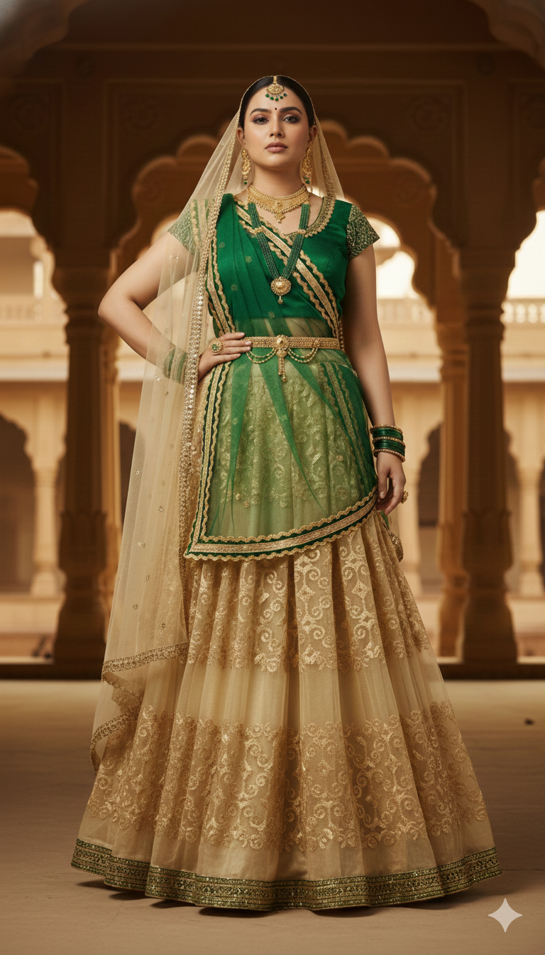 Golden Emerald Lehenga ✨