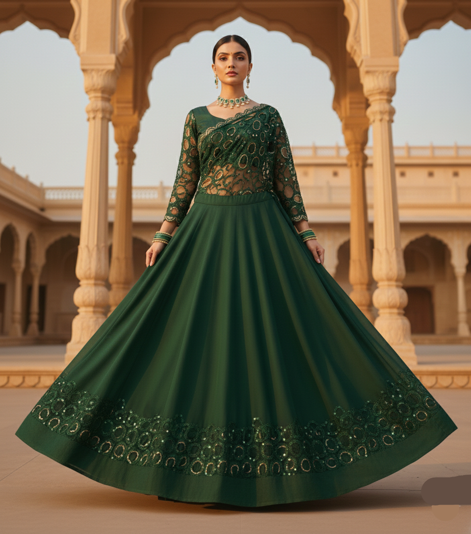 ✨ Royal Emerald Saree