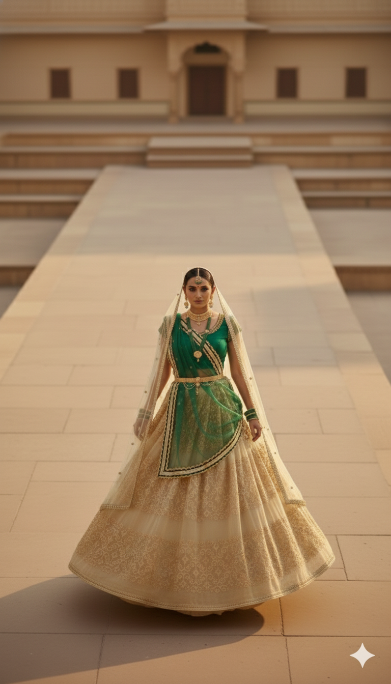 Golden Emerald Lehenga ✨