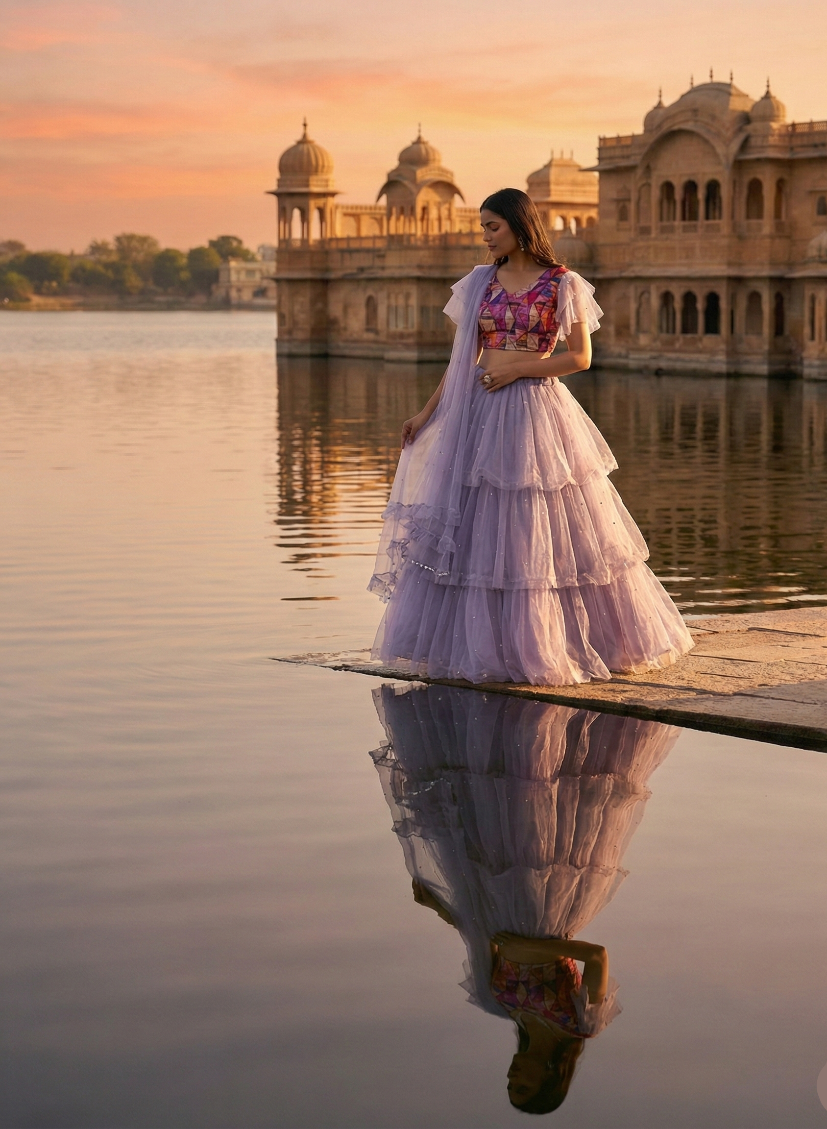 ✨ Lilac Dream Layered Lehenga