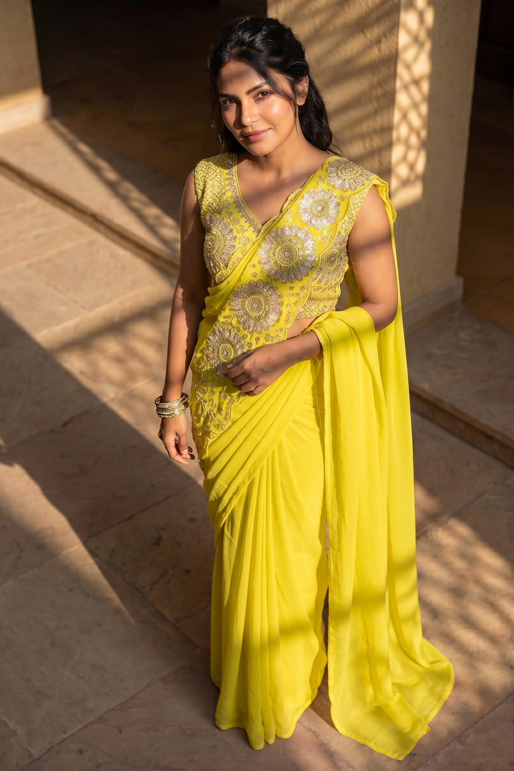 Sunlit Bloom Ready-to-Wear Saree