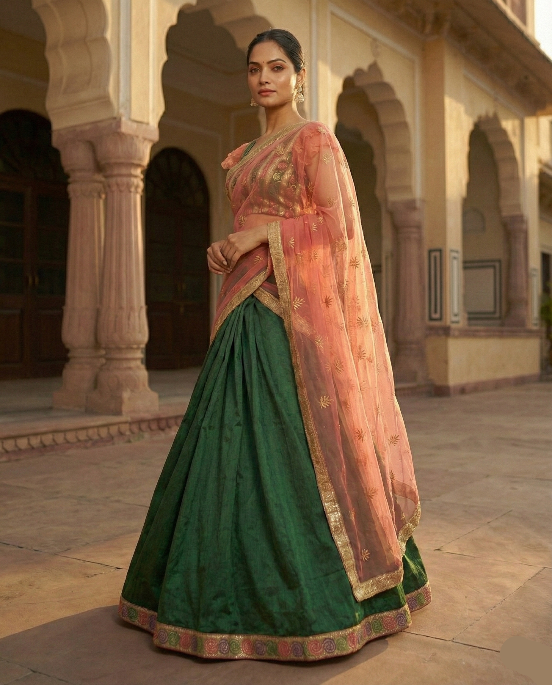 Emerald Rani Lehenga Saree