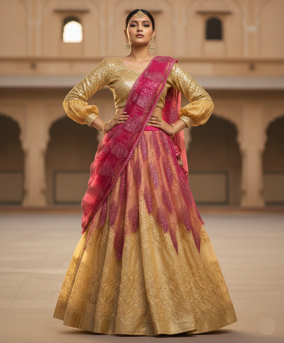✨ Golden Rani Lehenga