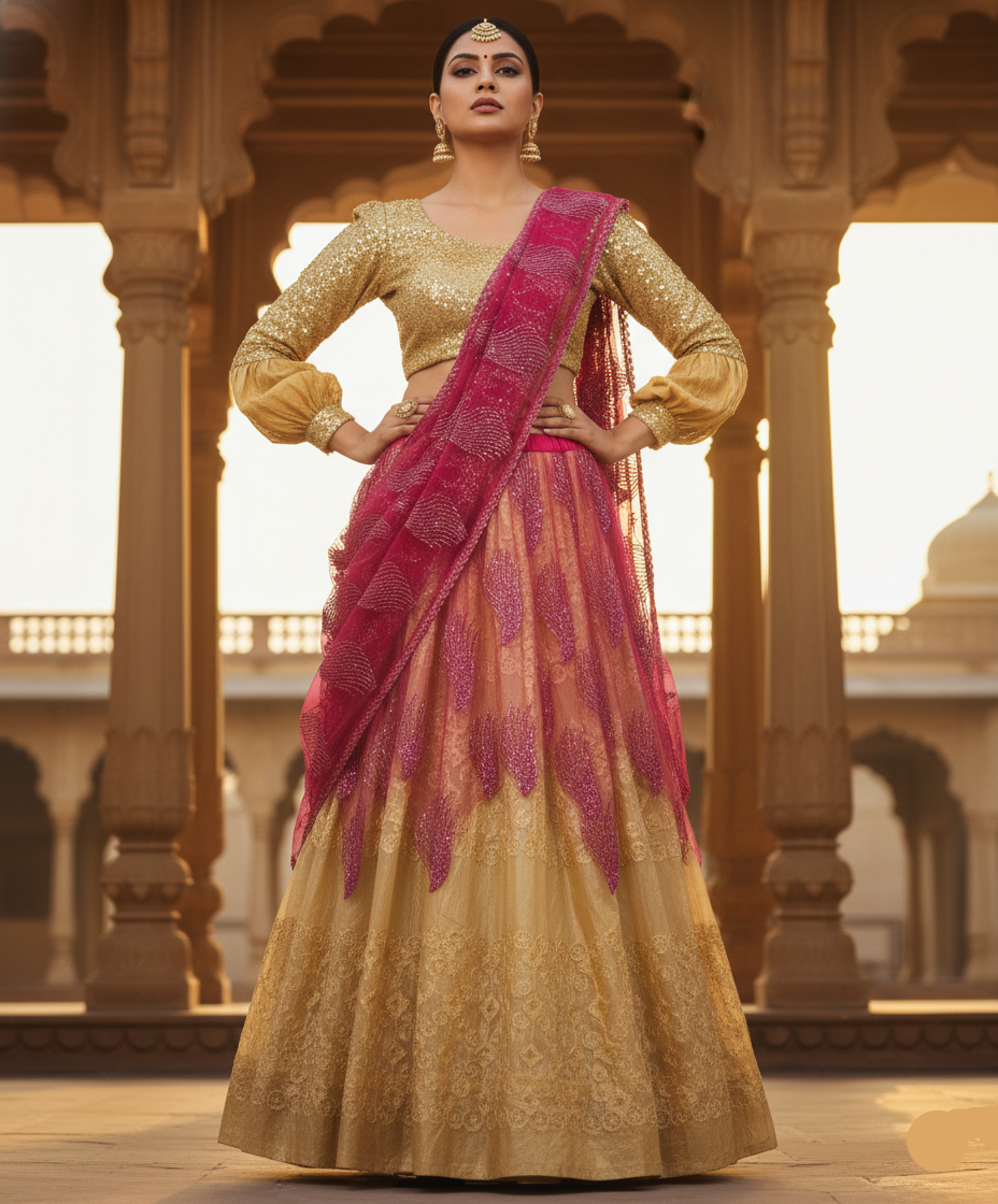 ✨ Golden Rani Lehenga