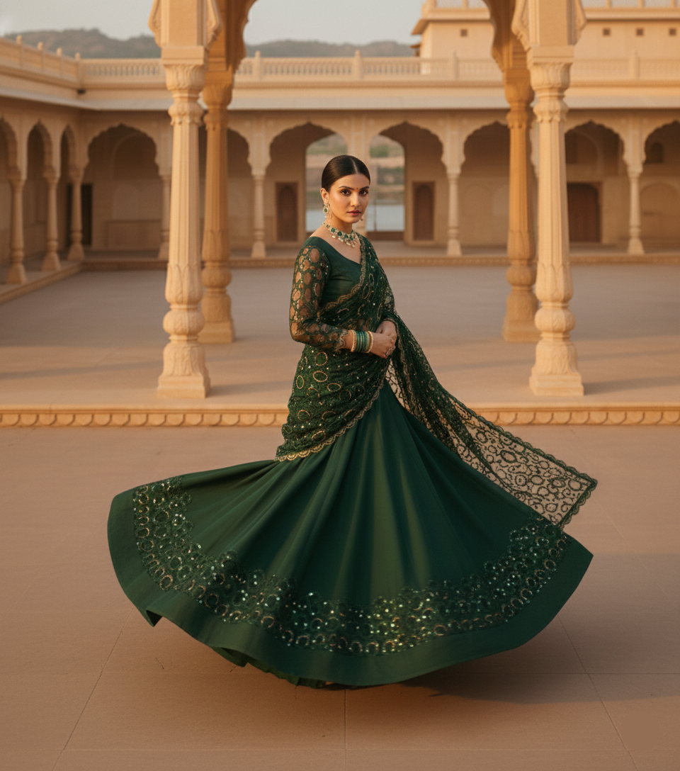 ✨ Royal Emerald Saree