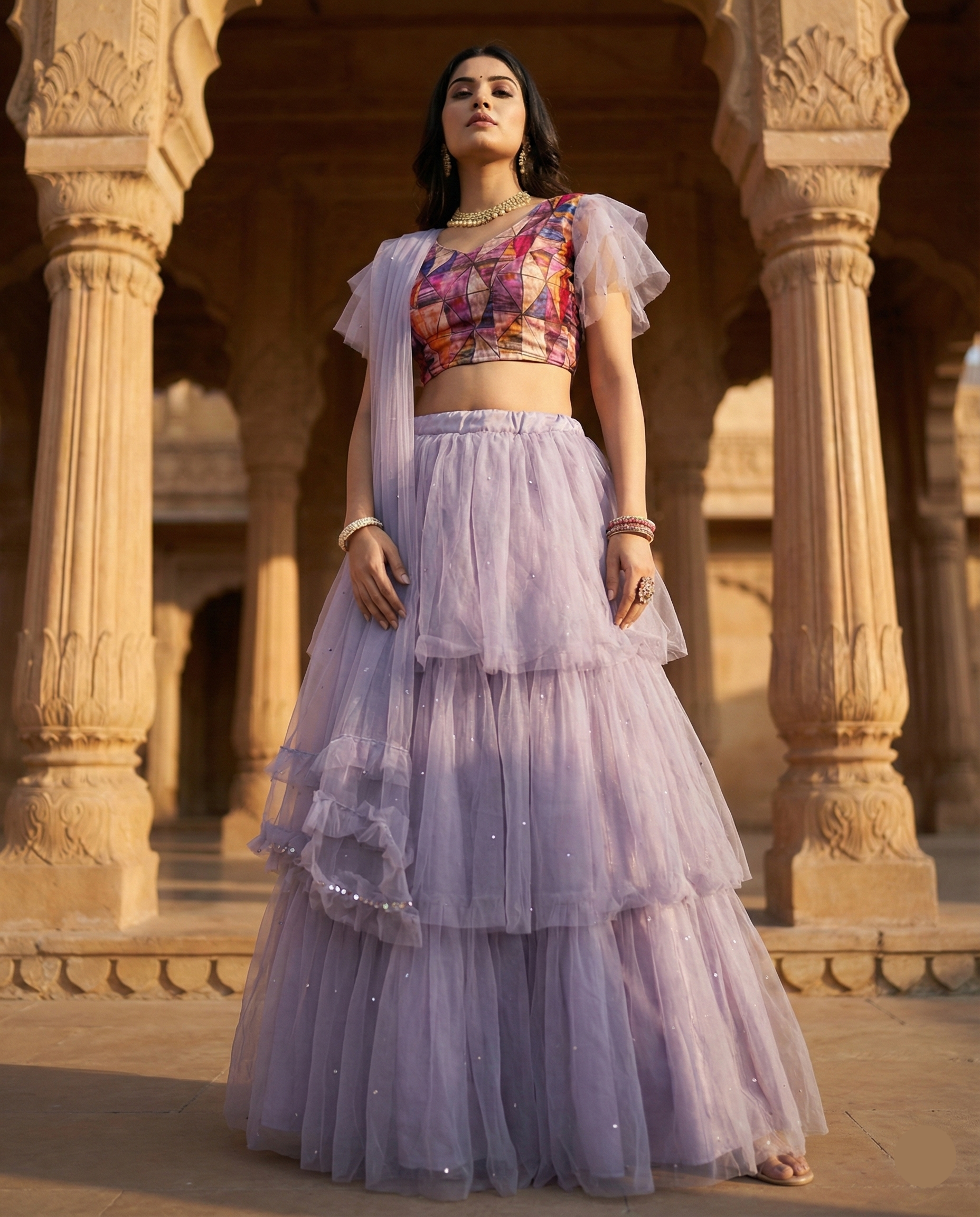 ✨ Lilac Dream Layered Lehenga