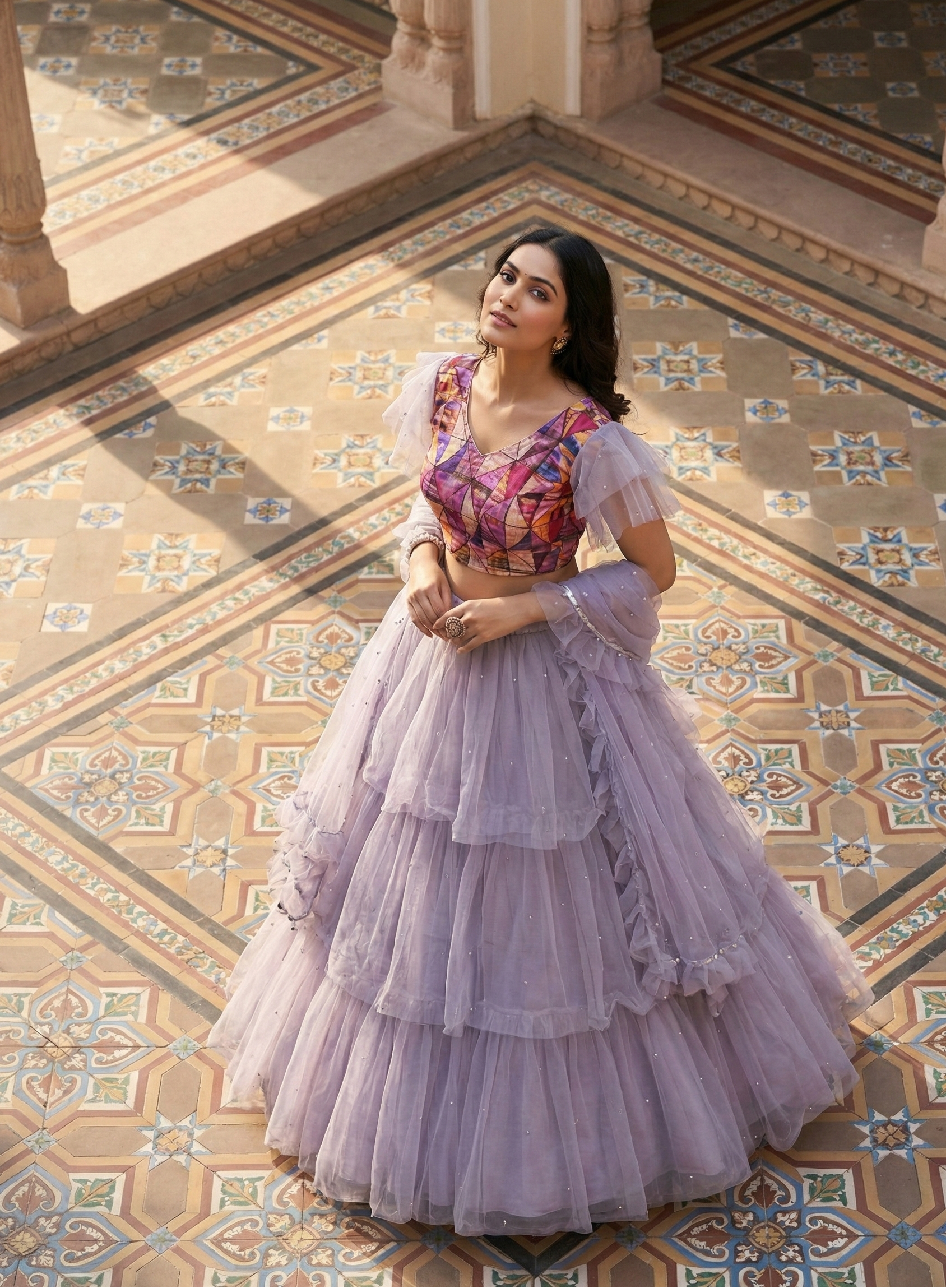 ✨ Lilac Dream Layered Lehenga