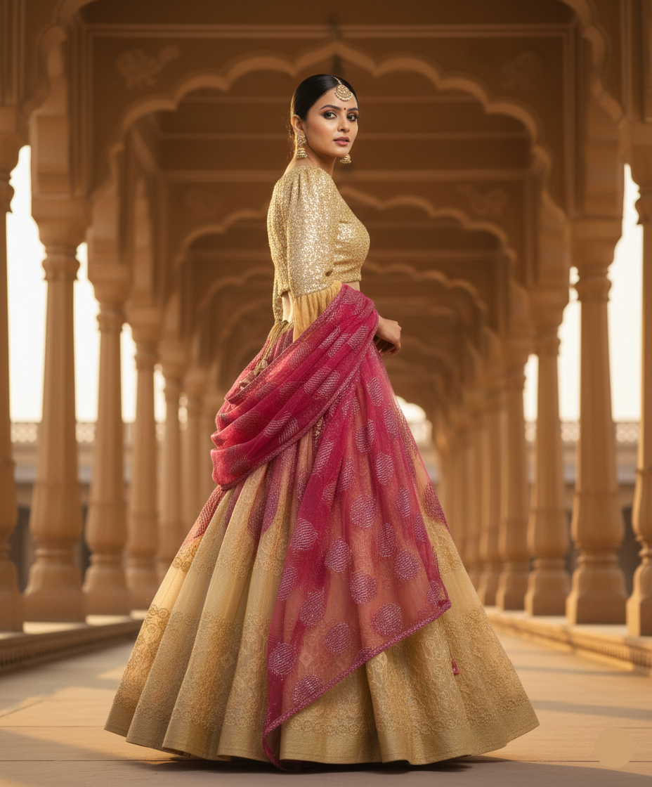 ✨ Golden Rani Lehenga