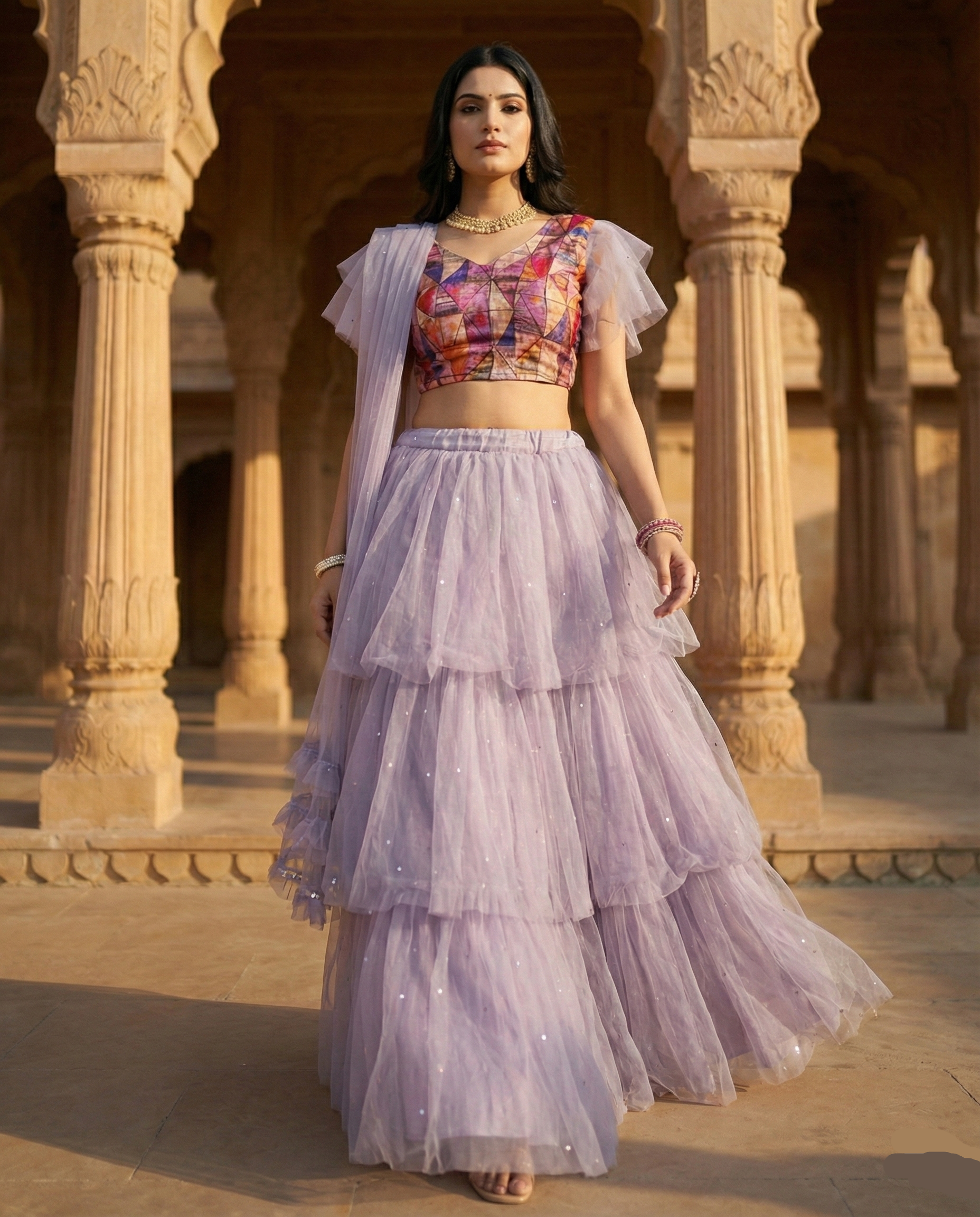 ✨ Lilac Dream Layered Lehenga
