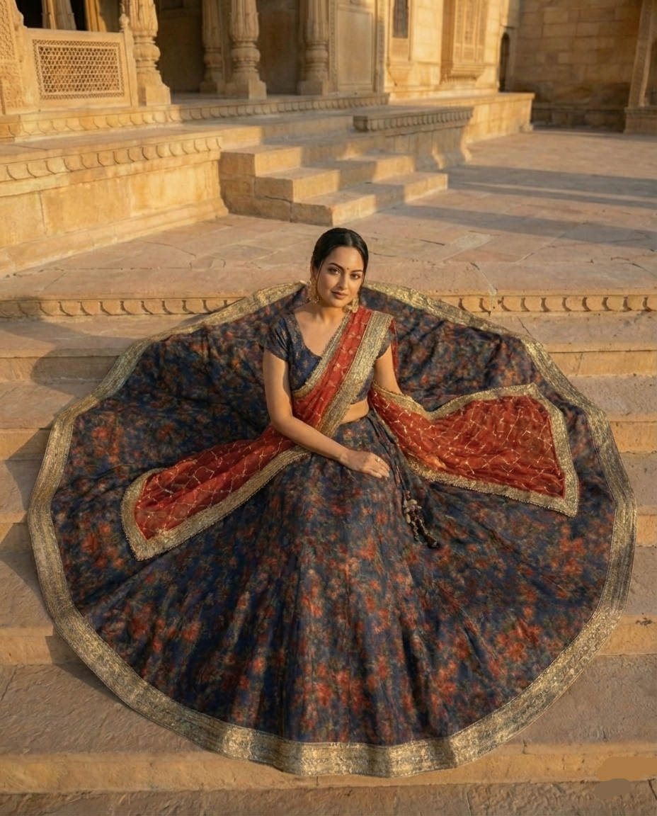 Midnight Floral Lehenga