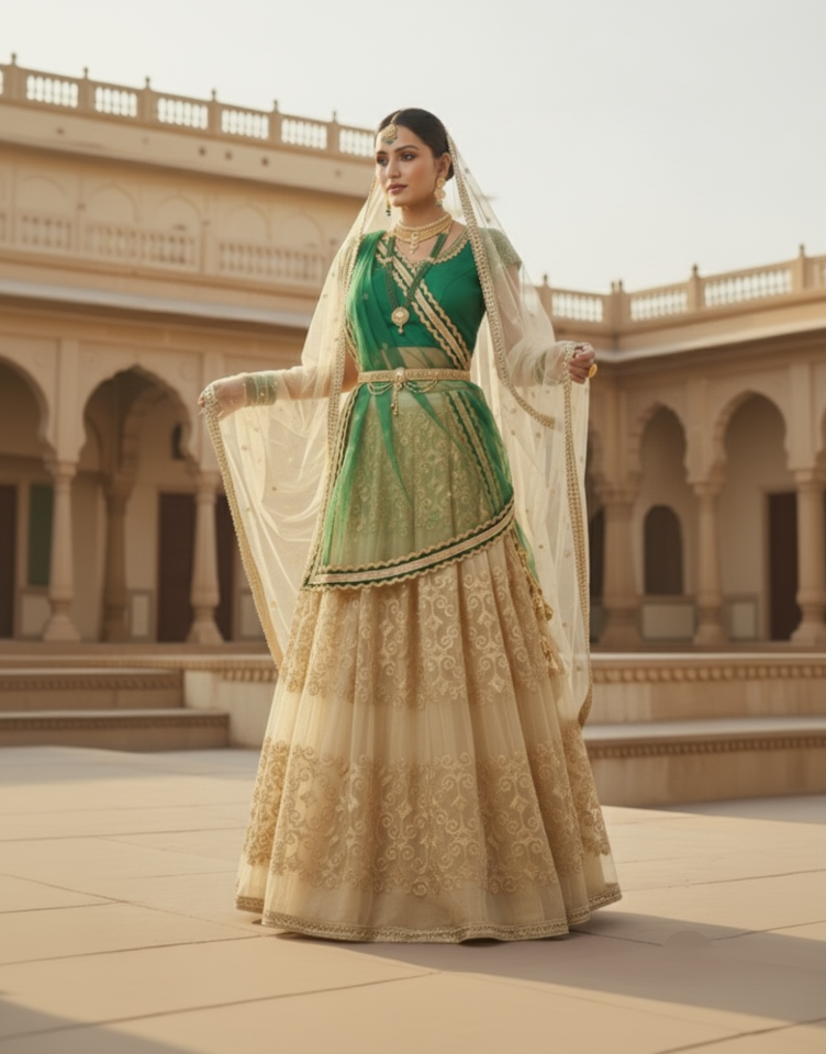 Golden Emerald Lehenga