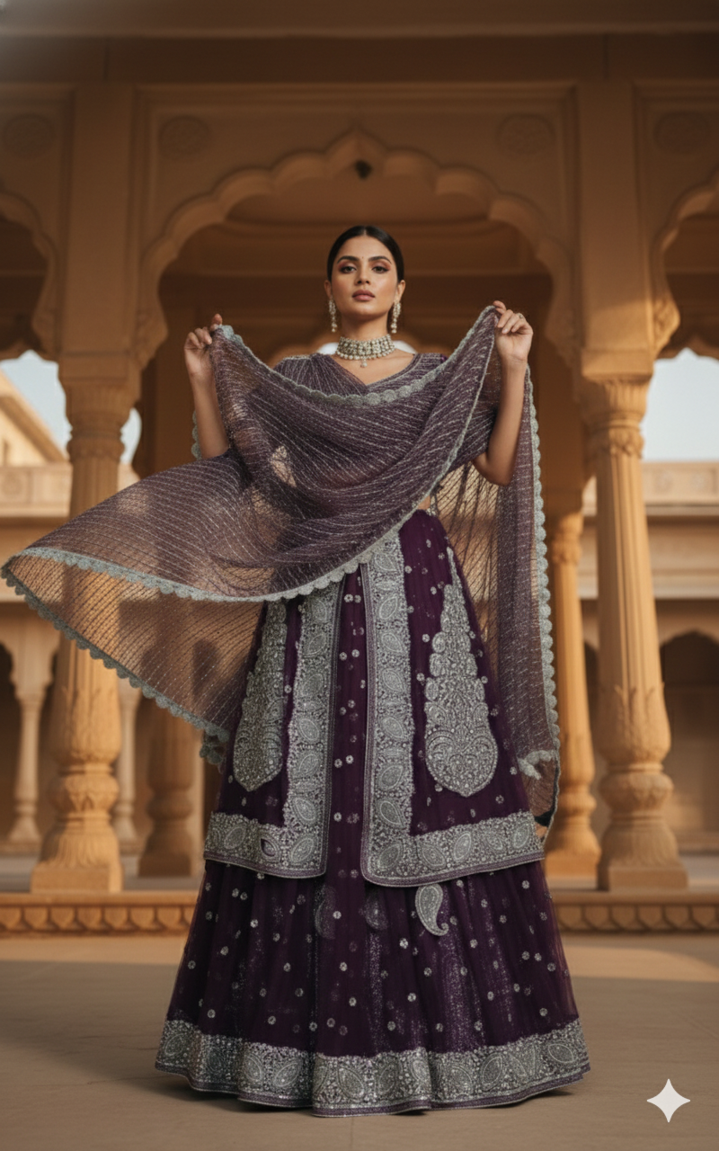 Jamun Shimmer Lehenga 💜