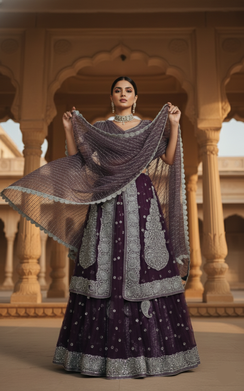Jamun Shimmer Lehenga 💜