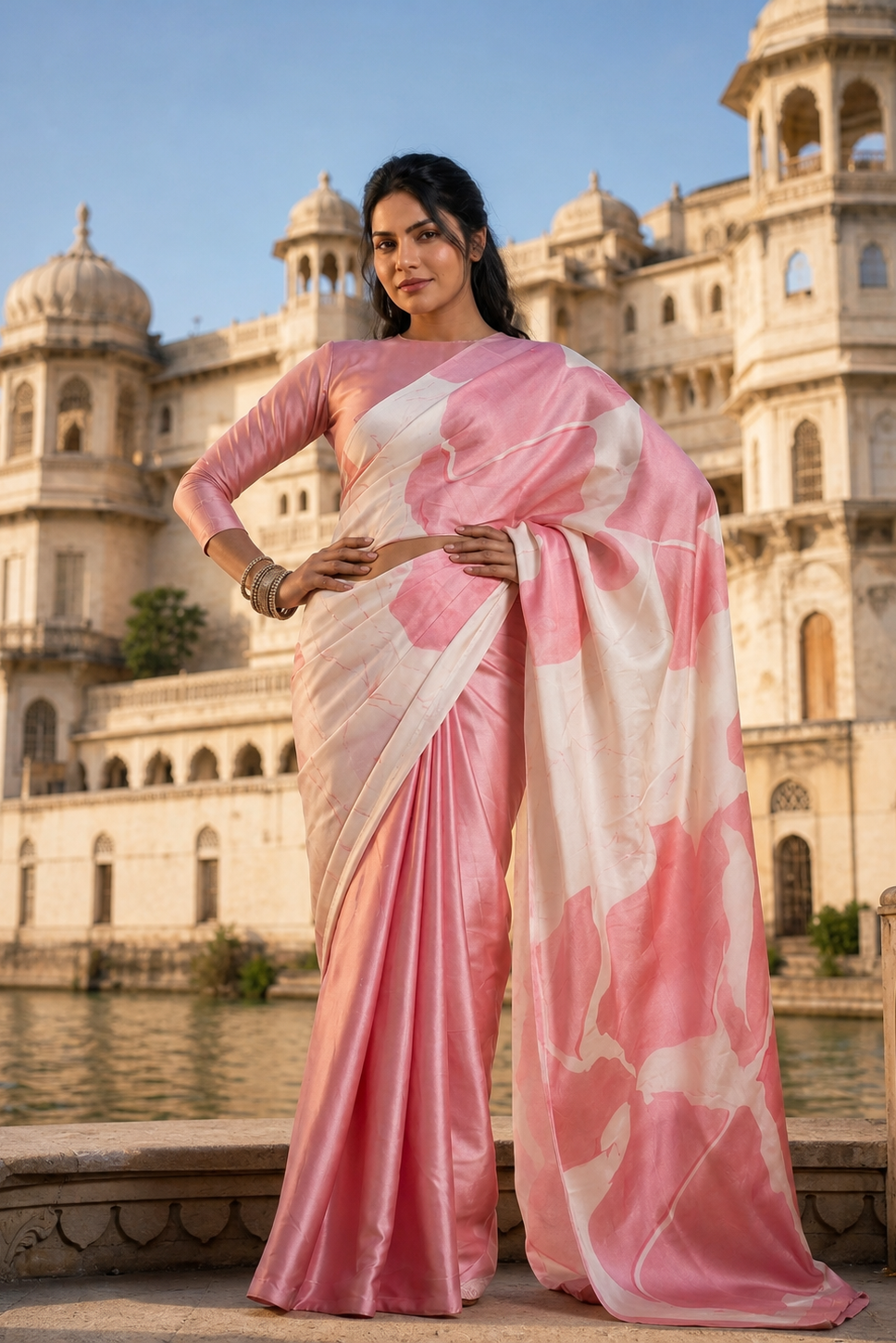 Blush Petal Satin Saree