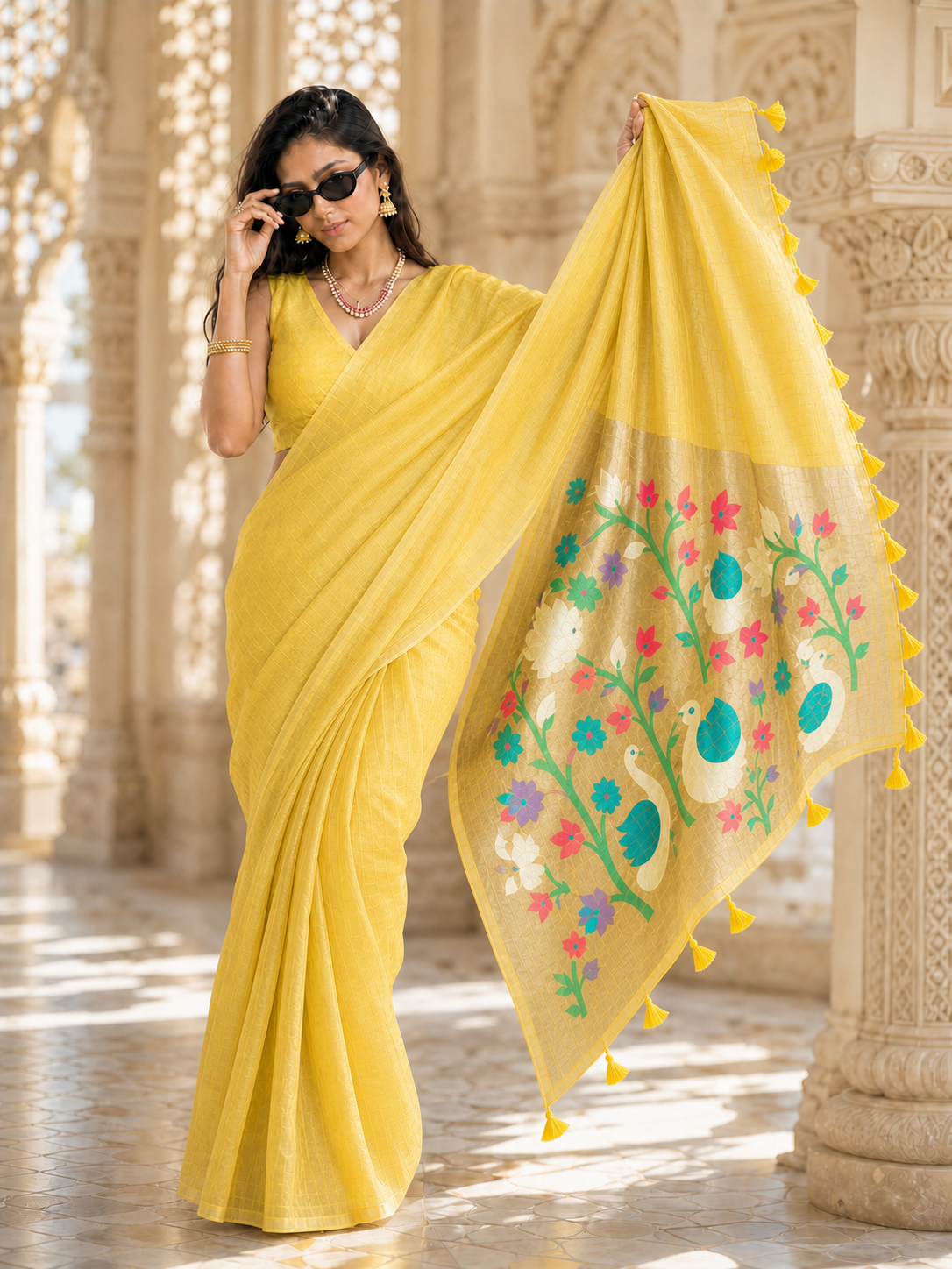 The Golden Aviary Saree