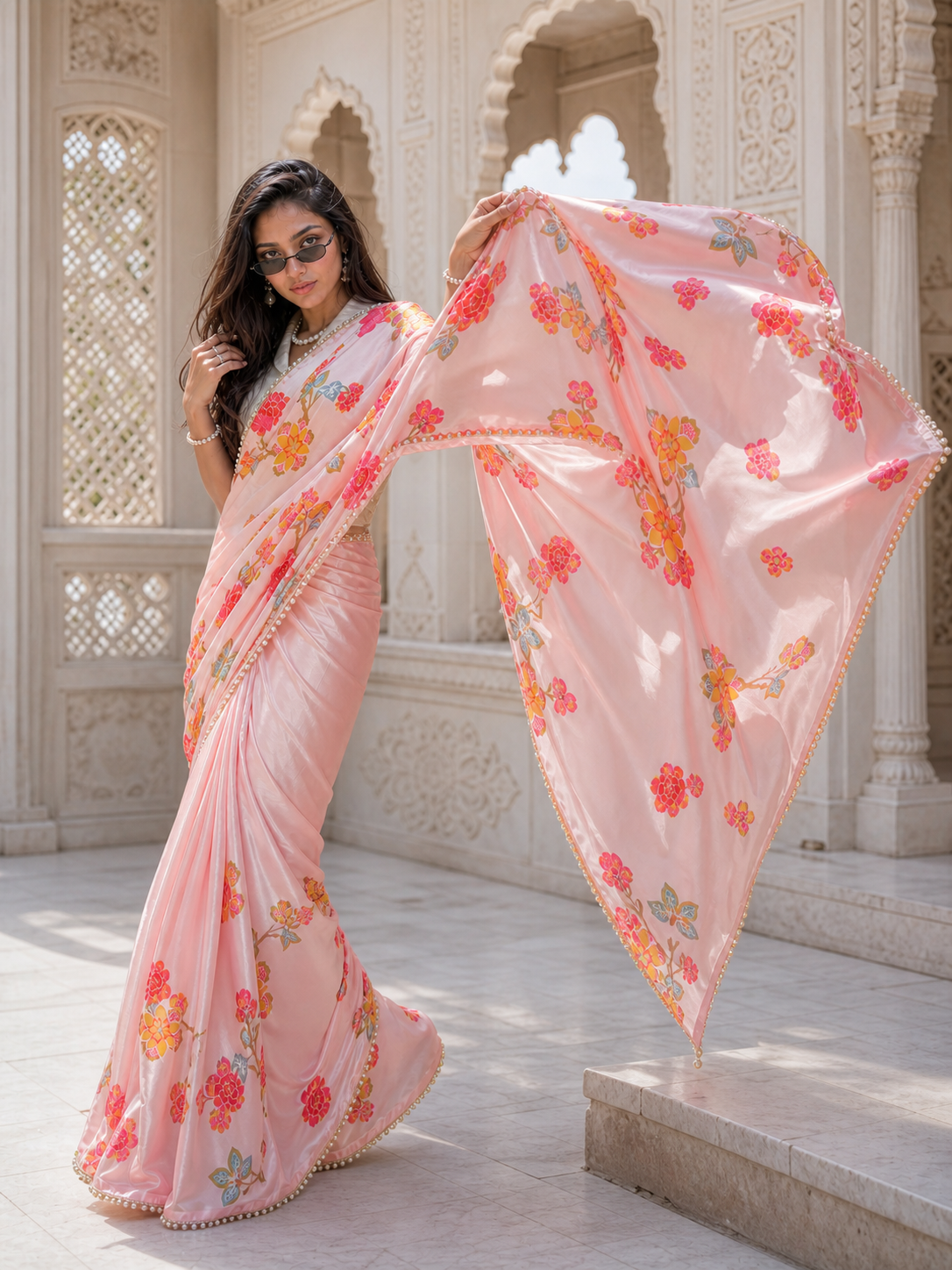 The Rosewood Garden Satin Saree