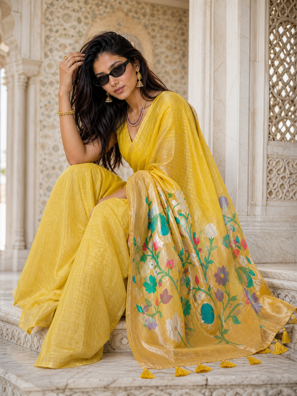 The Golden Aviary Saree